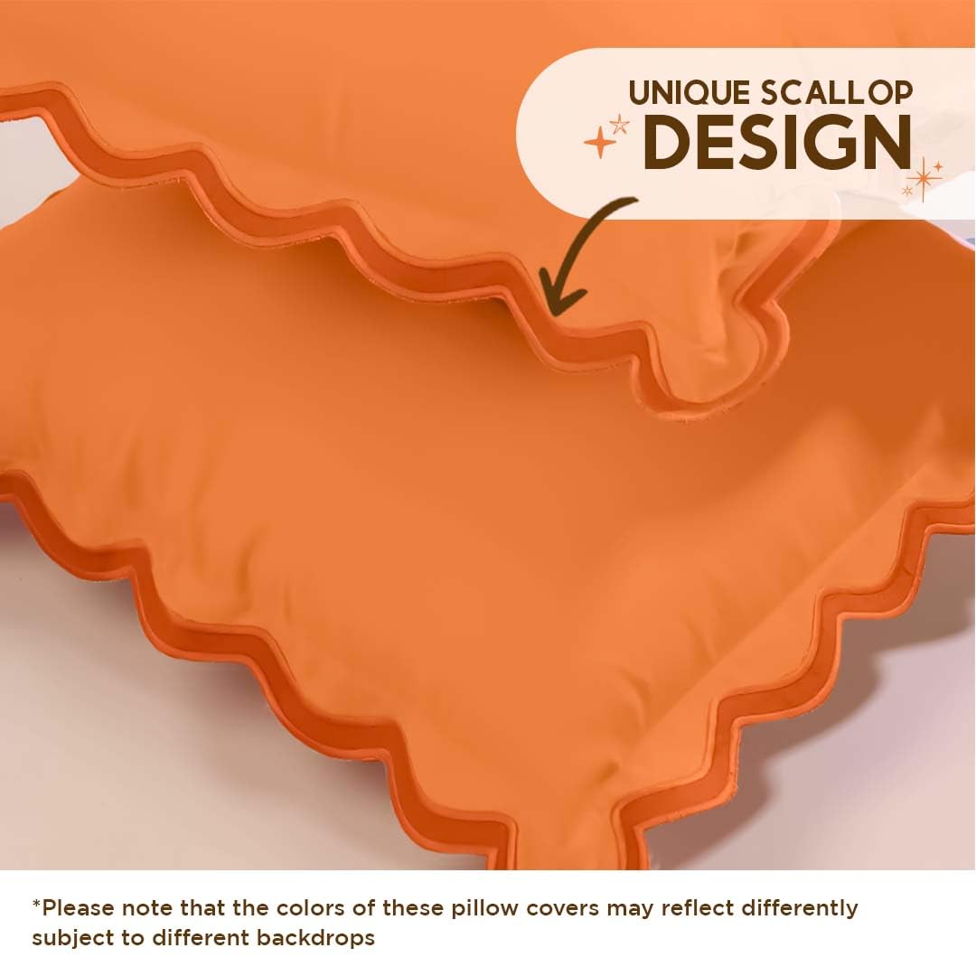 Folkulture 12 X 20" Set of 2 Cushion Cover Scallop Embroidery Oasis Clementine