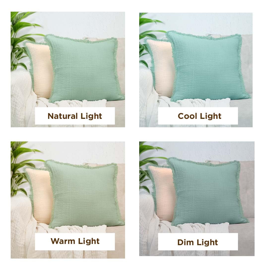 Folkulture 18" X 18" Set of 2 Cushion Cover Gauze Sage Cream