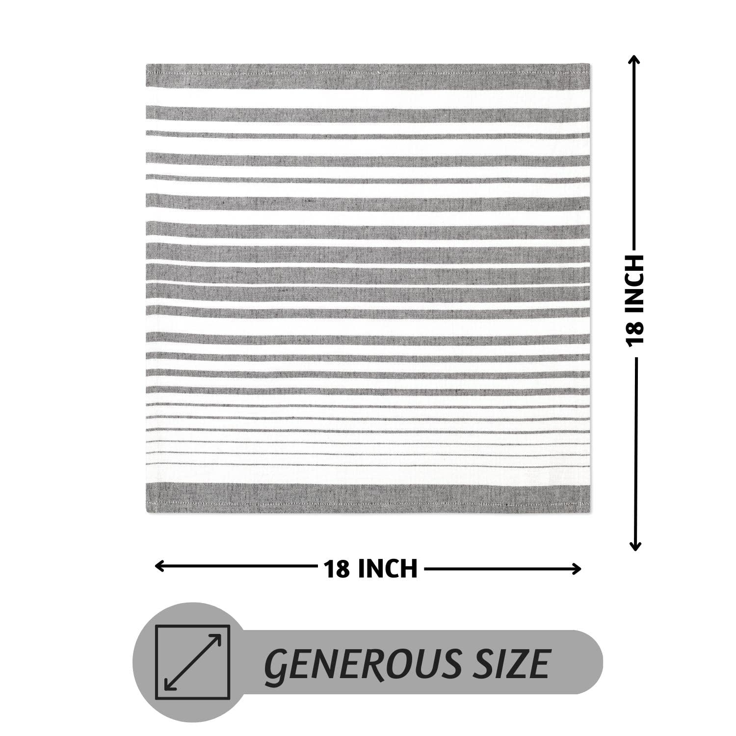 Folkulture Set of 12 Napkins Recycled Cotton Duke - Gray