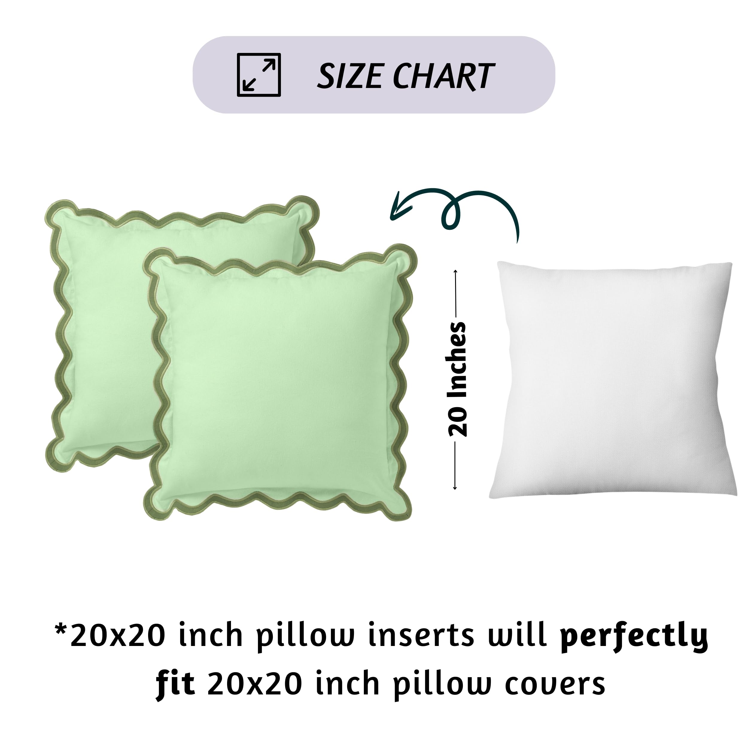 Folkulture 20" X 20" Set of 2 Cushion Cover Scallop Embroidery Oasis - Forest Sage