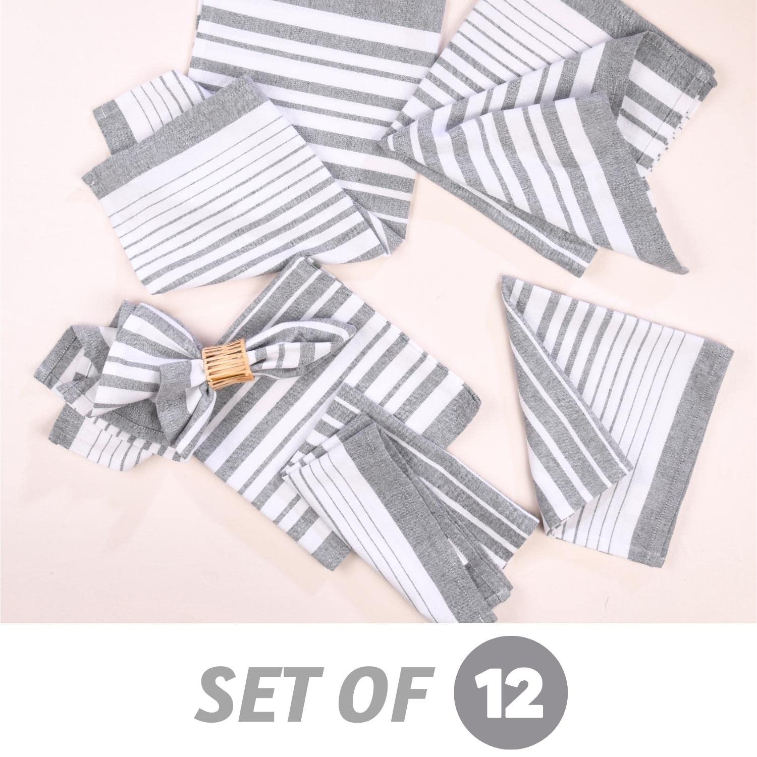Folkulture Set of 12 Napkins Recycled Cotton Duke - Gray