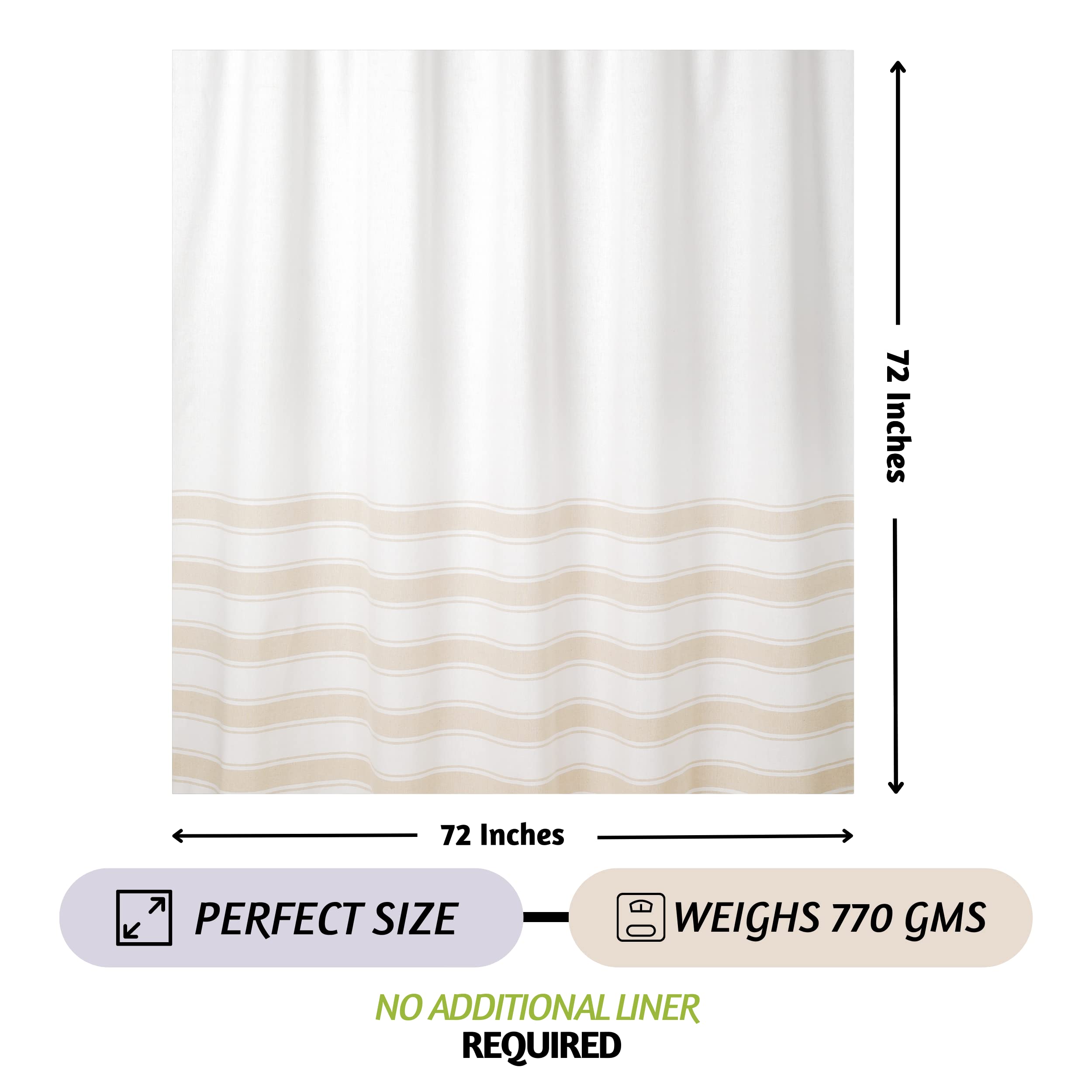 Folkulture 72" x 72" Shower Curtains - Cabana Stripe - Taupe