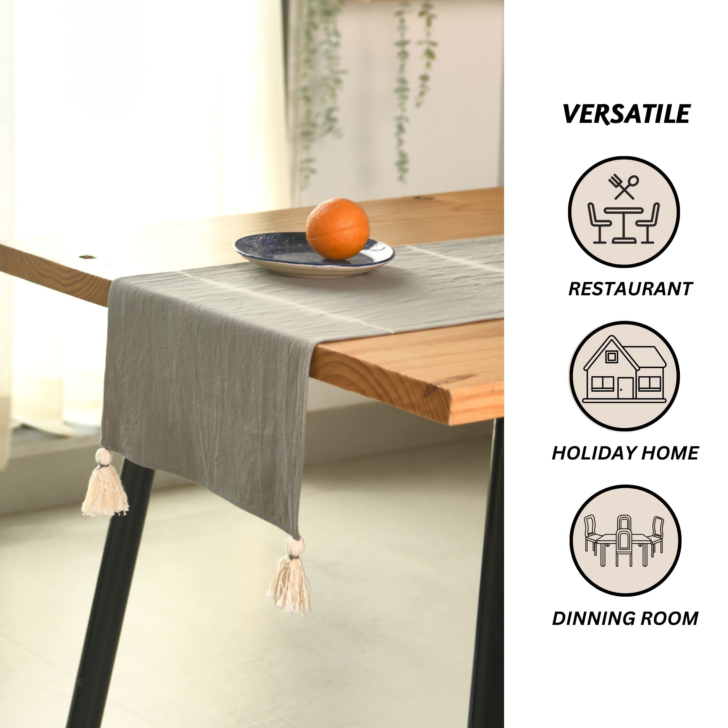 Folkulture Indie Stripe Ash Gray Table Runner 14" x 108"