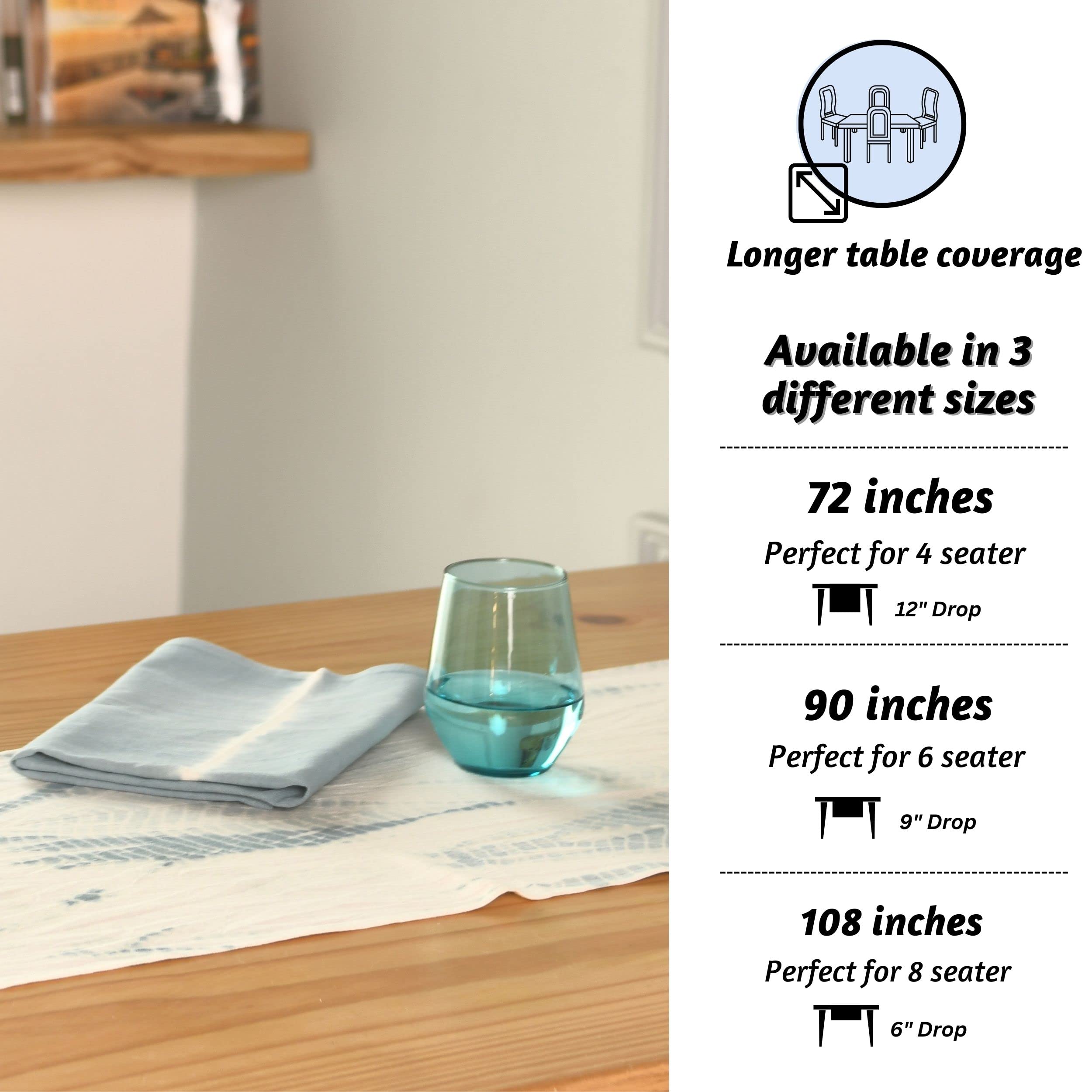 Folkulture Indie Tie-Dye Dusty Blue Table Runner 14" x 72"