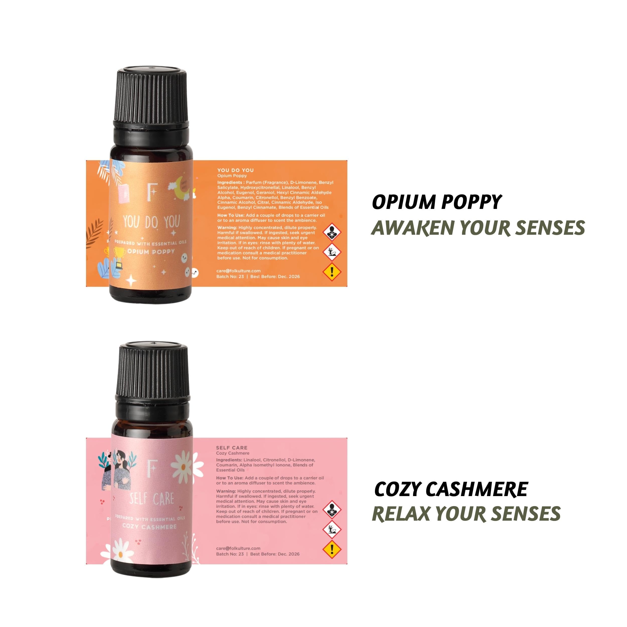 Folkulture Set of 6, 10ml Made With Essential Oils Self Love