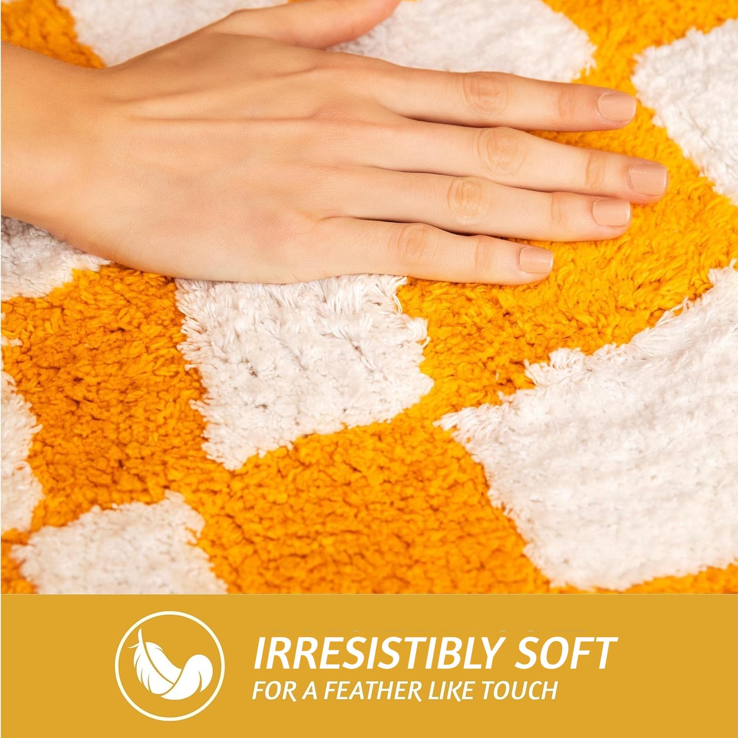 Folkulture 17 X 24" Bathrugs 100% Cotton Dancing Check - Yellow