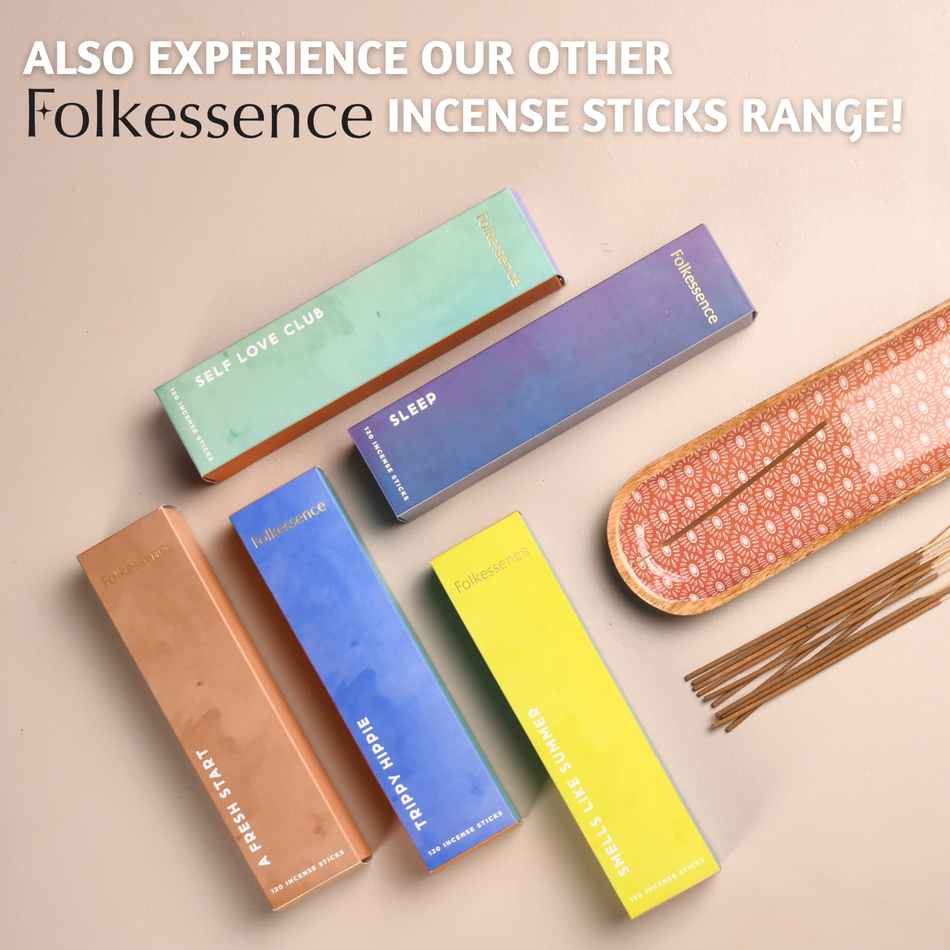 Folkulture Incense Sticks Set of 6 (120 Non Toxic-Stick) 45 Mins Burn Time Rosemary, Jasmine, Lavender and Sage Inscents Stick Organic Sleep Incense Insence Sticks Variety Pack