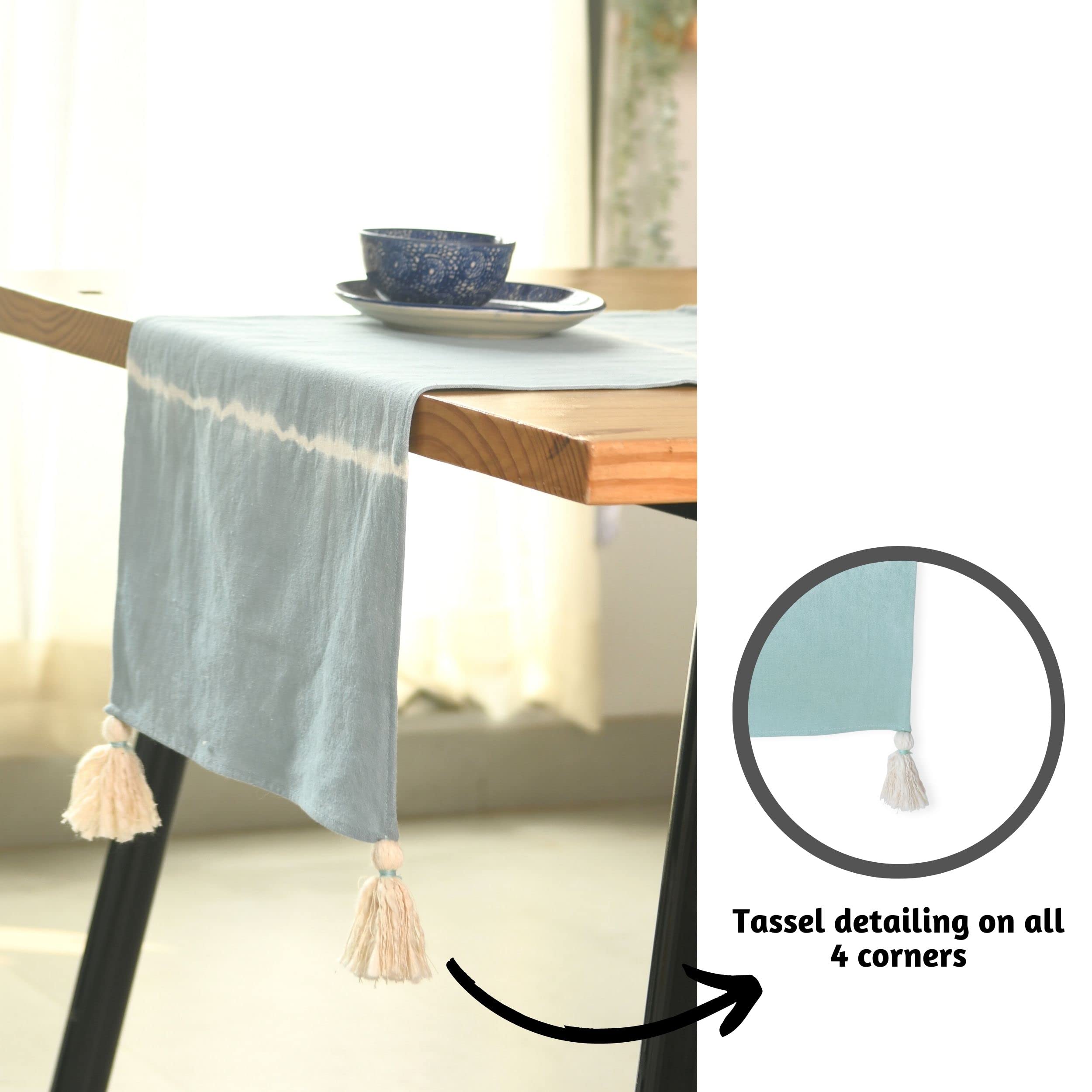 Folkulture Indie Stripe Dusty Blue Table Runner - 14" x 108"