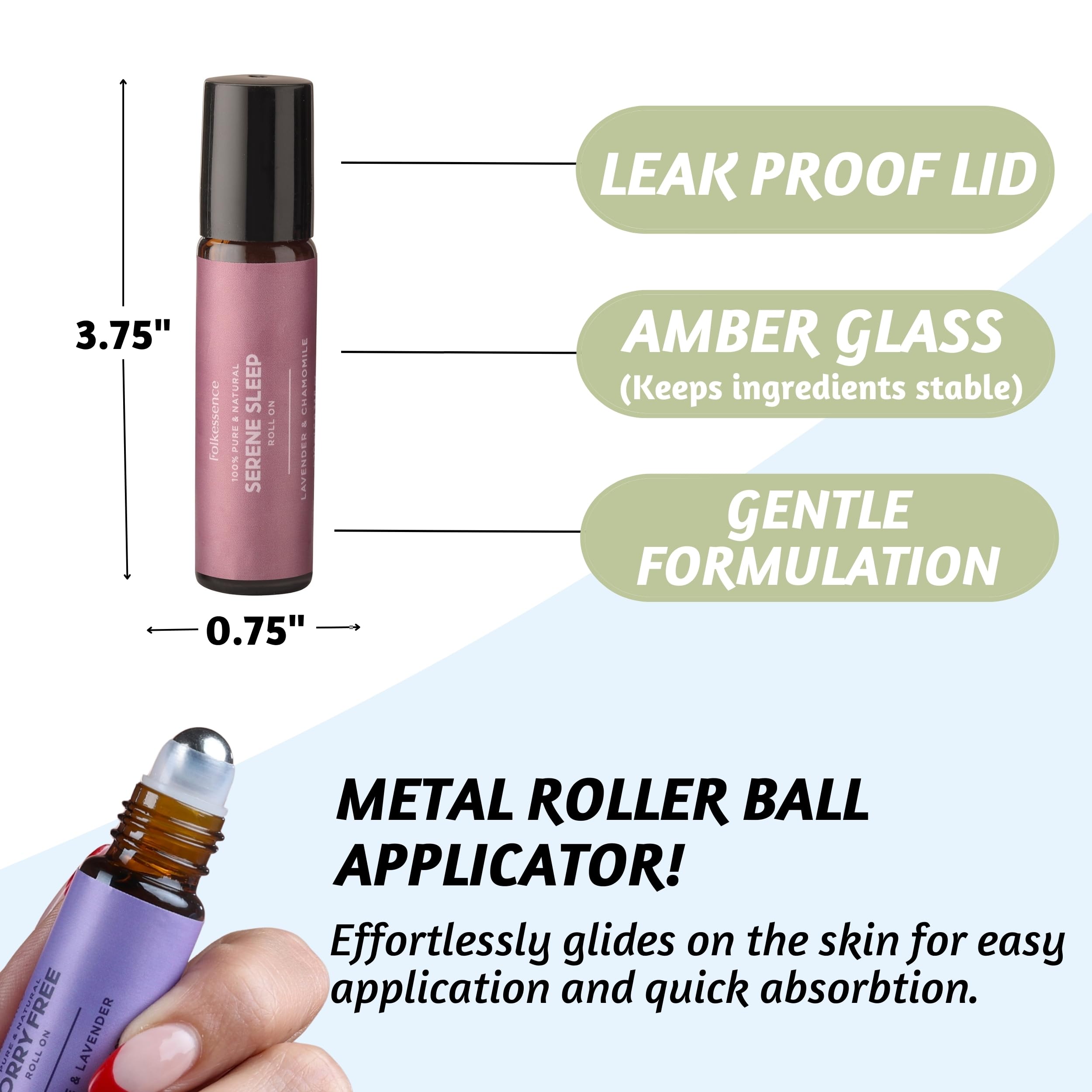 Folkulture Set of 3, 10ml Roll On Essential Oil Blend Best Sleep