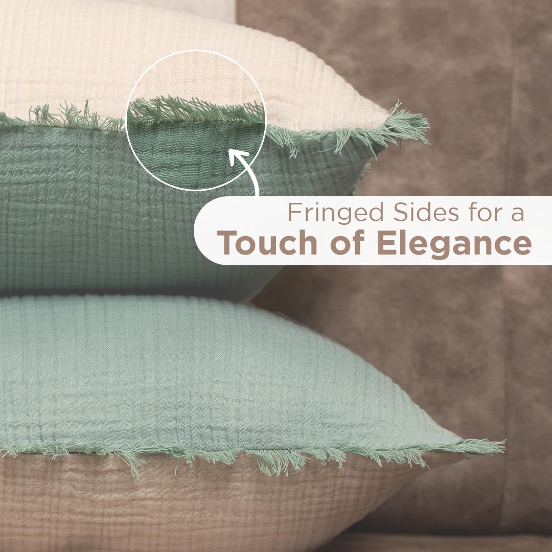 Folkulture 18" X 18" Set of 2 Cushion Cover Gauze Sage Cream