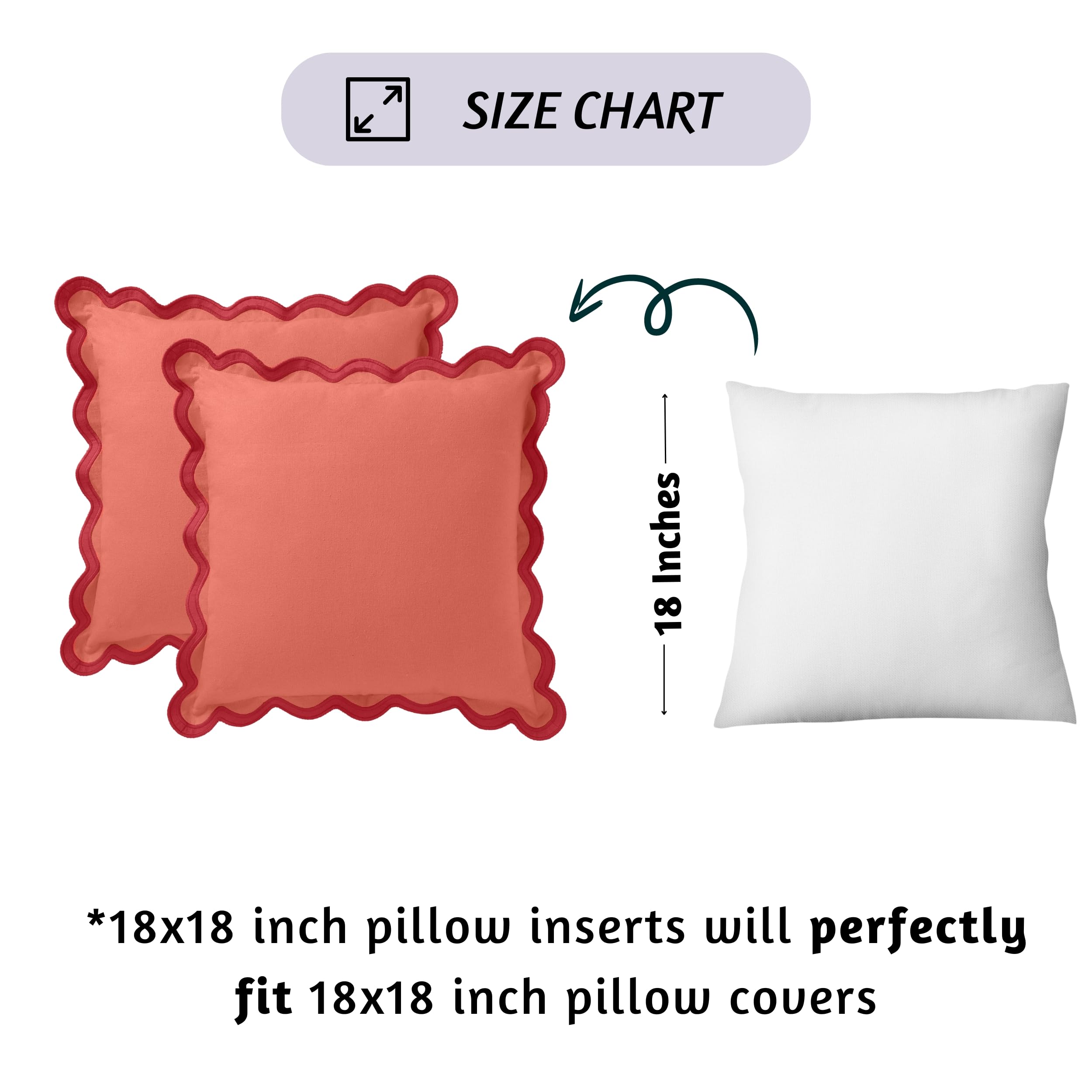 Folkulture 18 X 18" Set of 2 Cushion Cover Scallop Embroidery Oasis - Coral Red