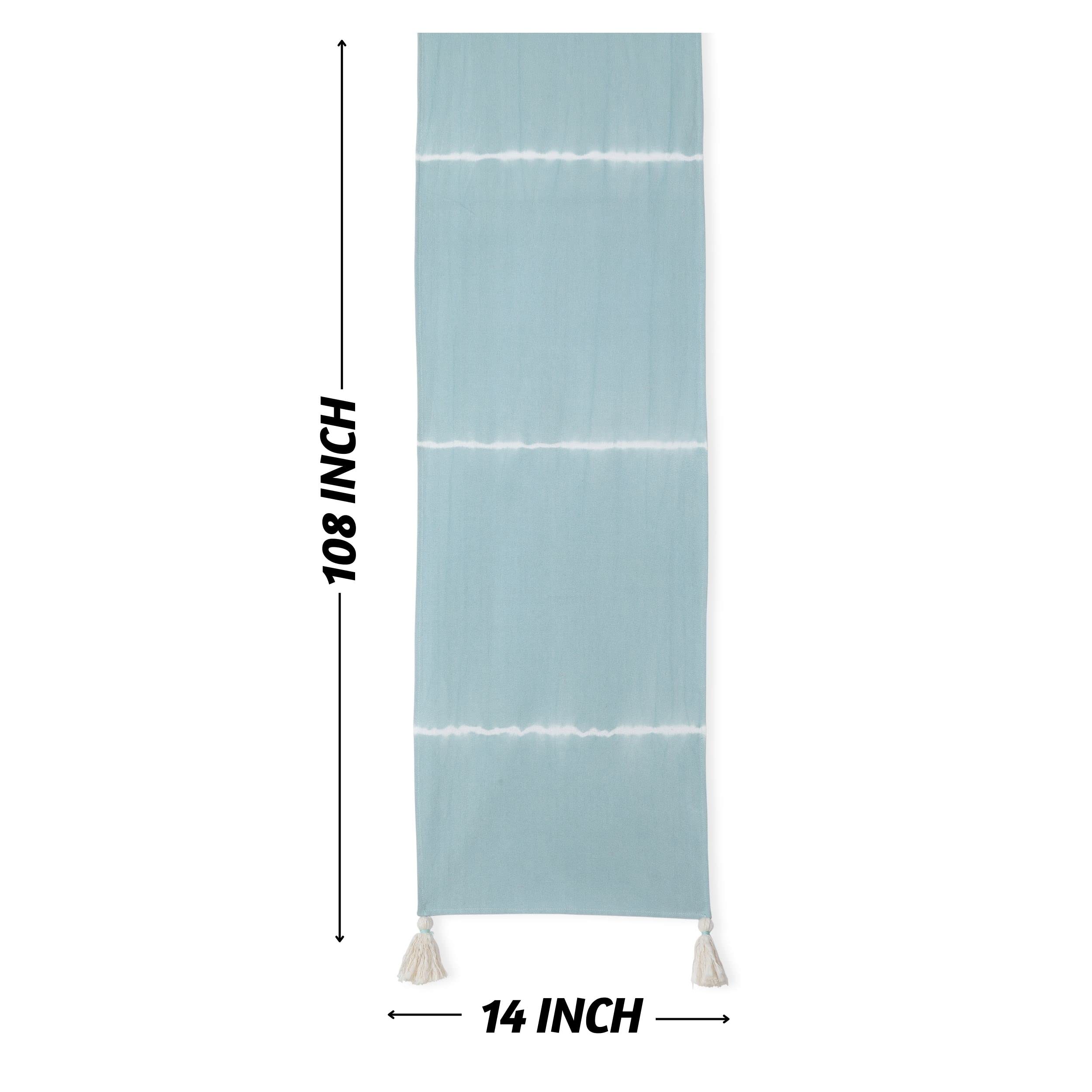 Folkulture Indie Stripe Dusty Blue Table Runner - 14" x 108"