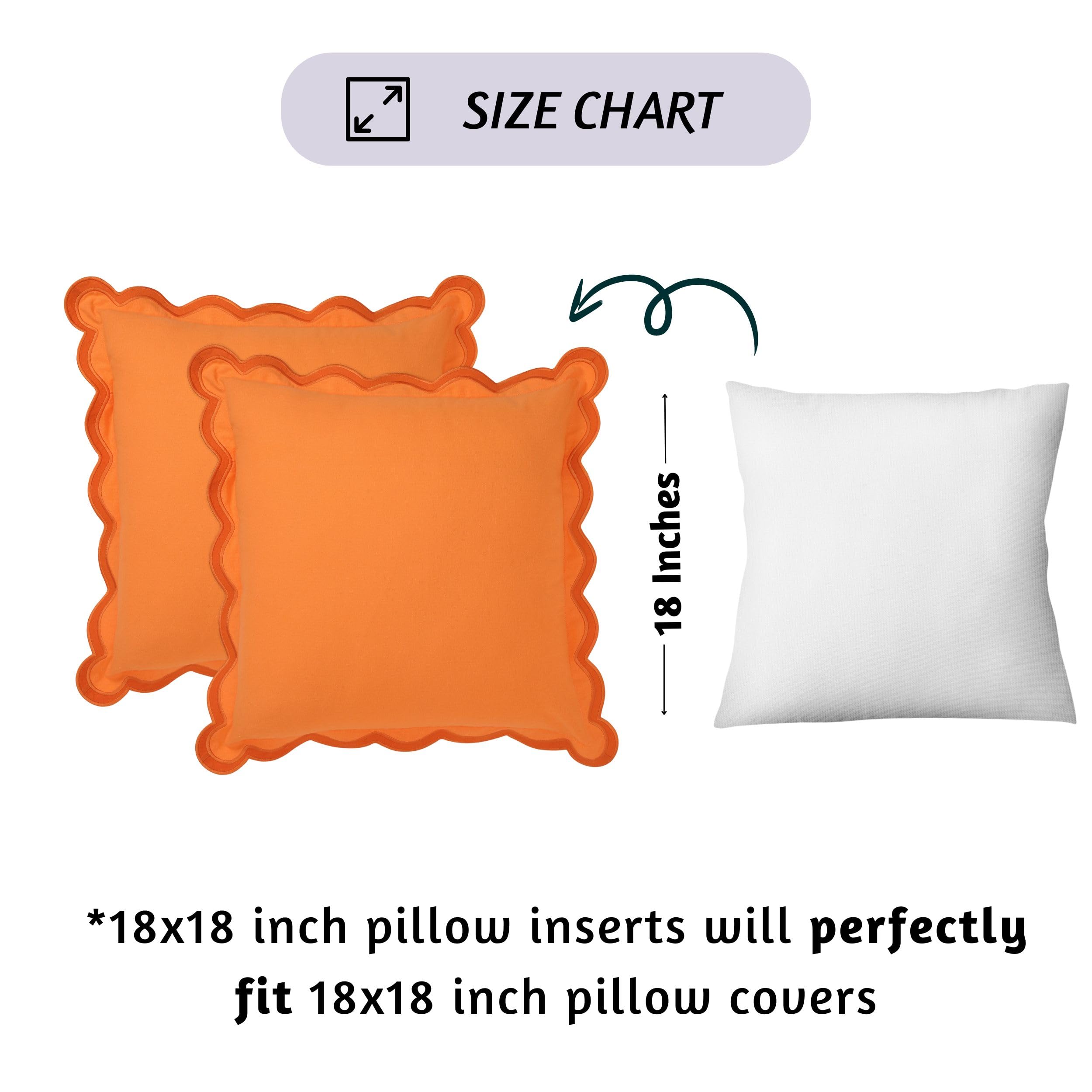 Folkulture 18 X 18" Set of 2 Cushion Cover Scallop Embroidery Oasis Clementine