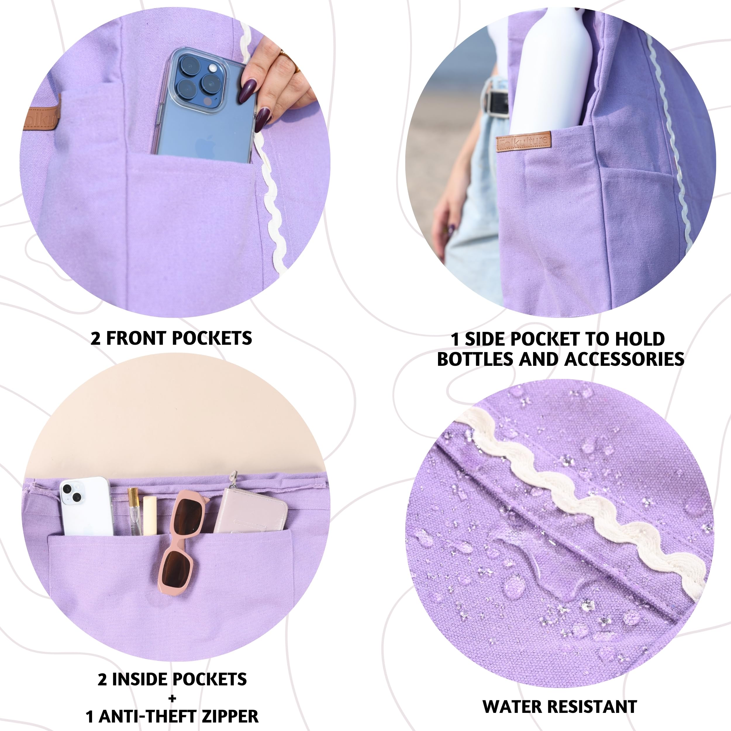 Folkulture The Carry-All Tote 100% Recycled Cotton - Lavender