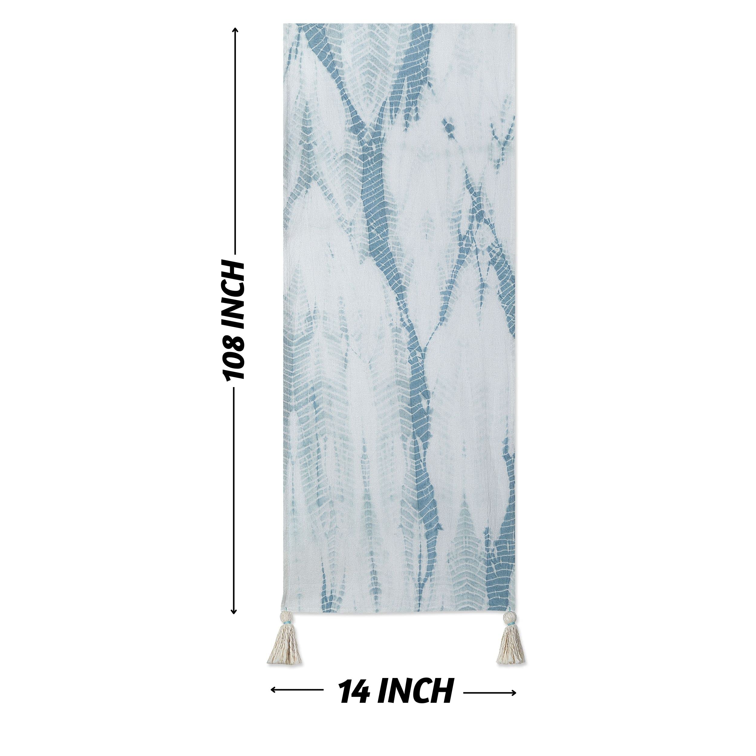 Folkulture Indie Tie-Dye Dusty Blue Table Runner - 14" x 108"