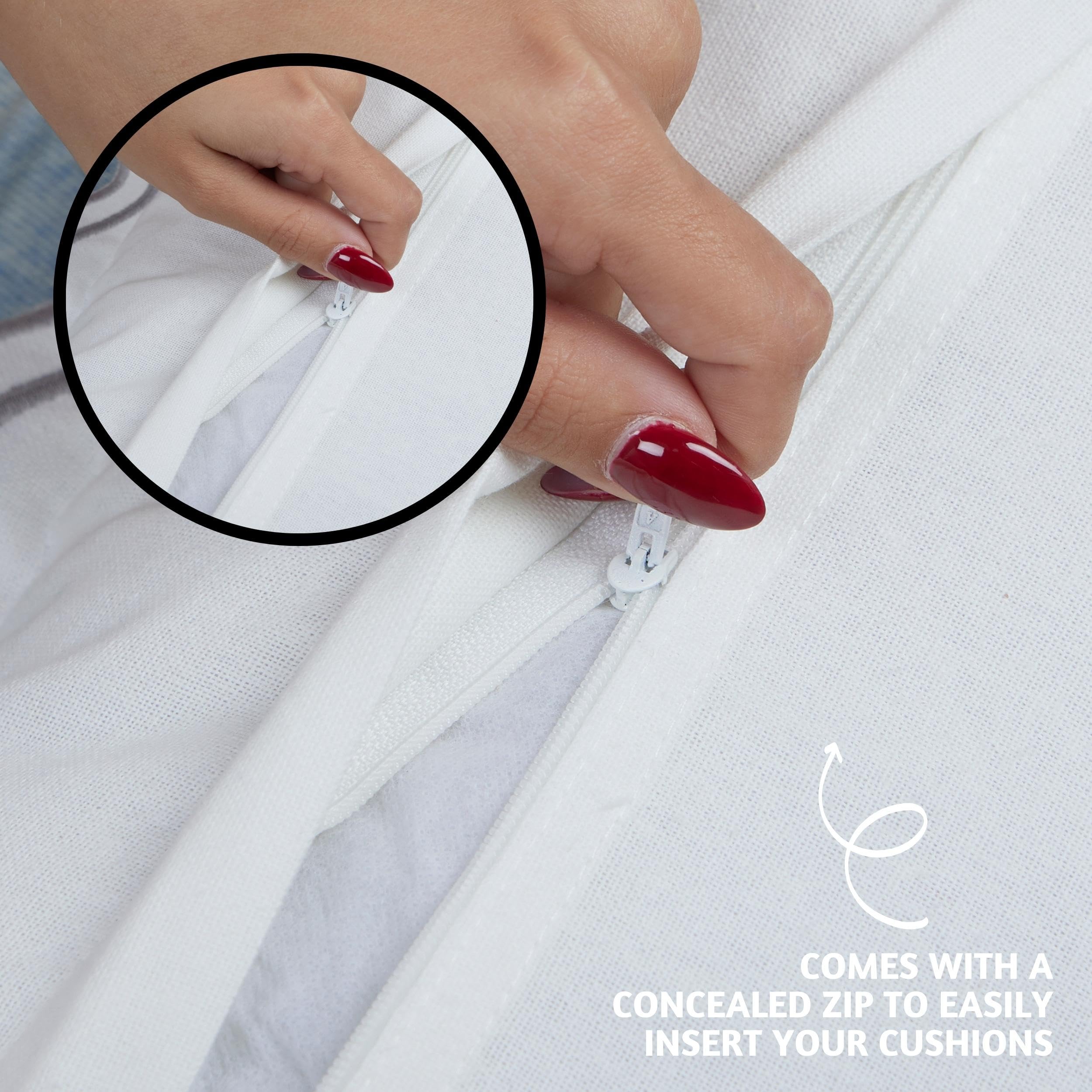 Folkulture 20 X 20" Set of 2 Cushion Cover Scallop Embroidery Oasis Mineral White