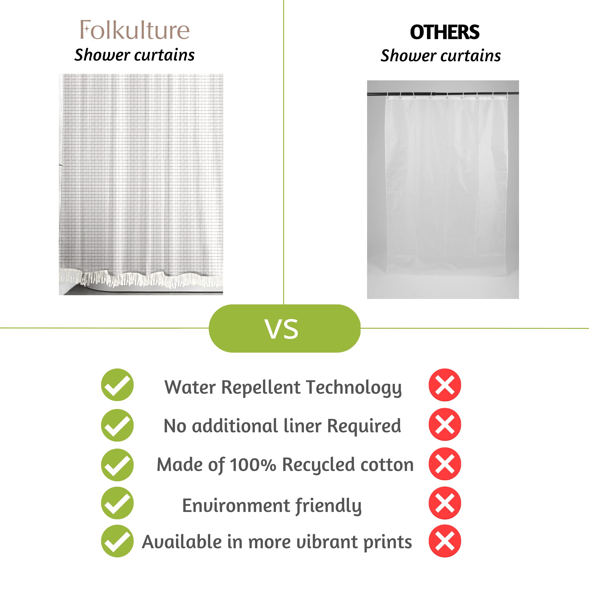 Folkulture 72" x 72" Shower Curtains - Tulum - Grey