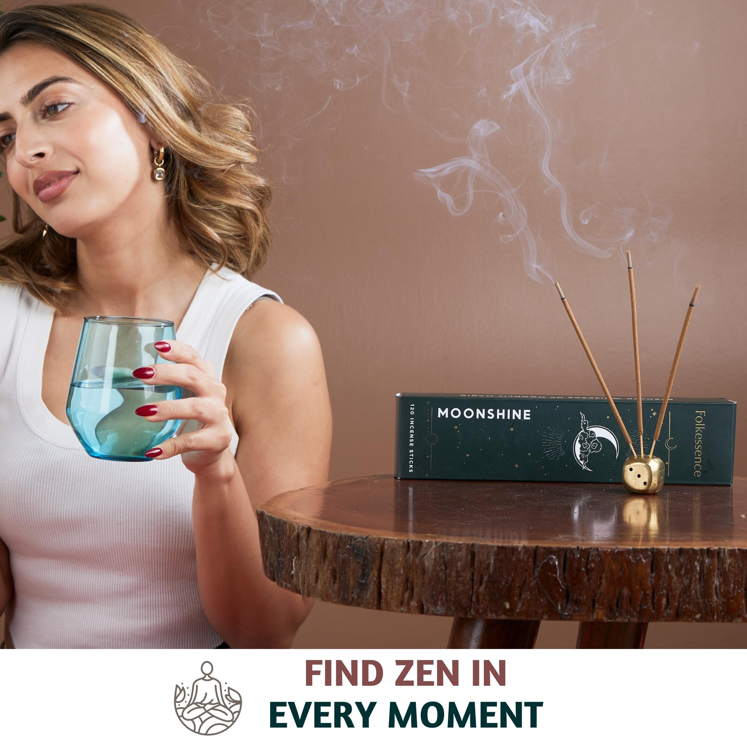 Folkulture Set of 6 Incense Sticks 120 Organic Insence Sticks  Non Toxic Palo Santo & Sandalwood, Lavender, Patchouli, Rosemary Insence Stick 45 Min Burn Time, Blue Lotus Inscents Sticks Gifts