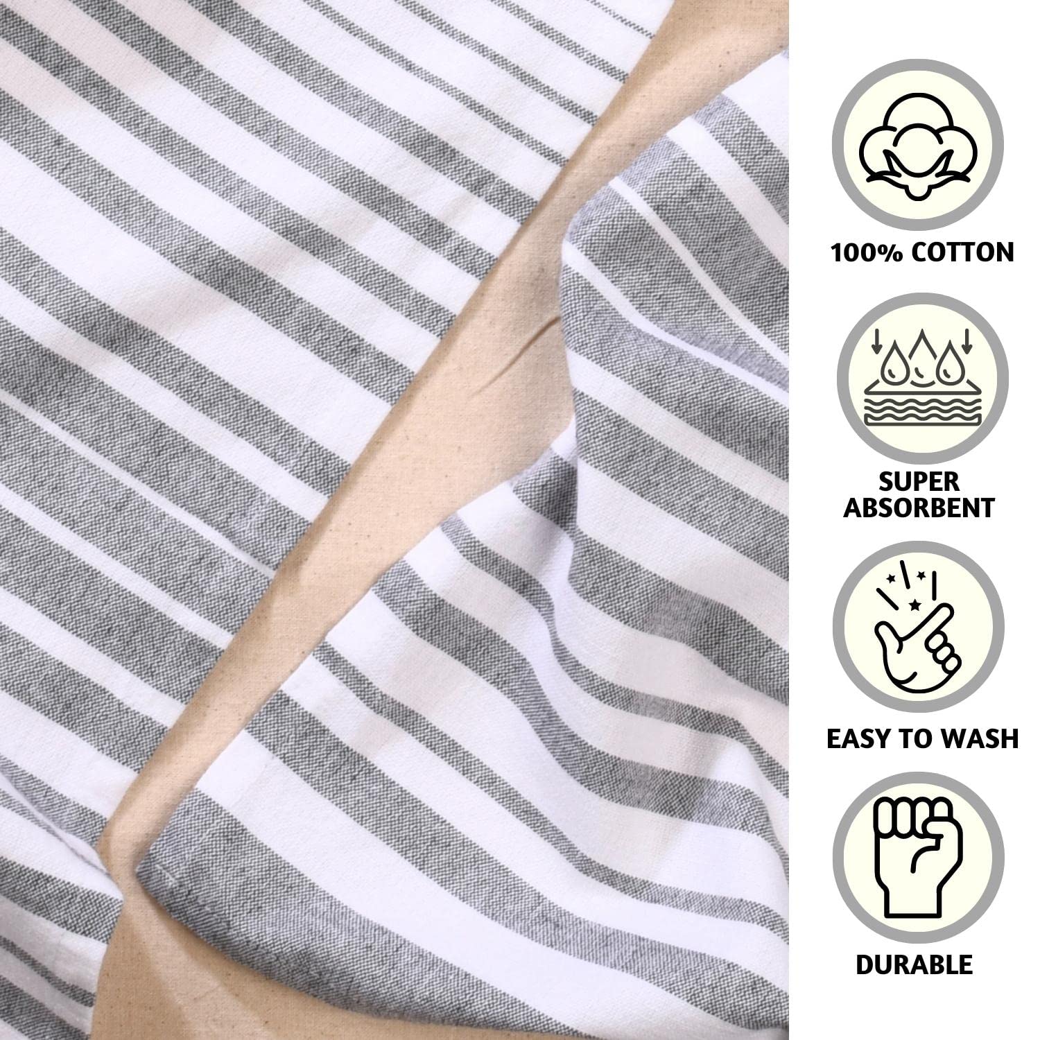 Folkulture Set of 12 Napkins Recycled Cotton Duke - Gray