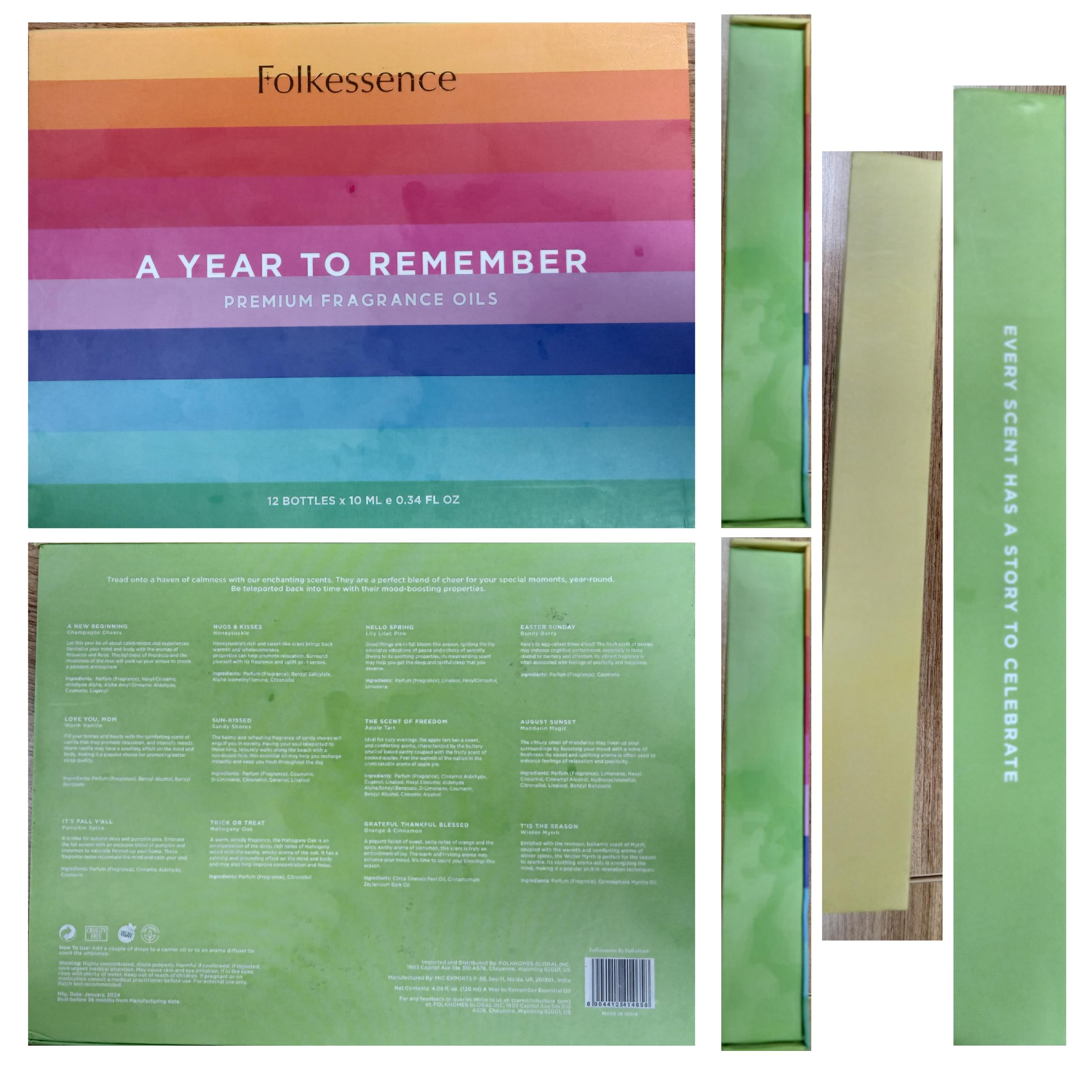 Folkulture Set of 12, 10ml Premium Fragrance Oils - A year to remember