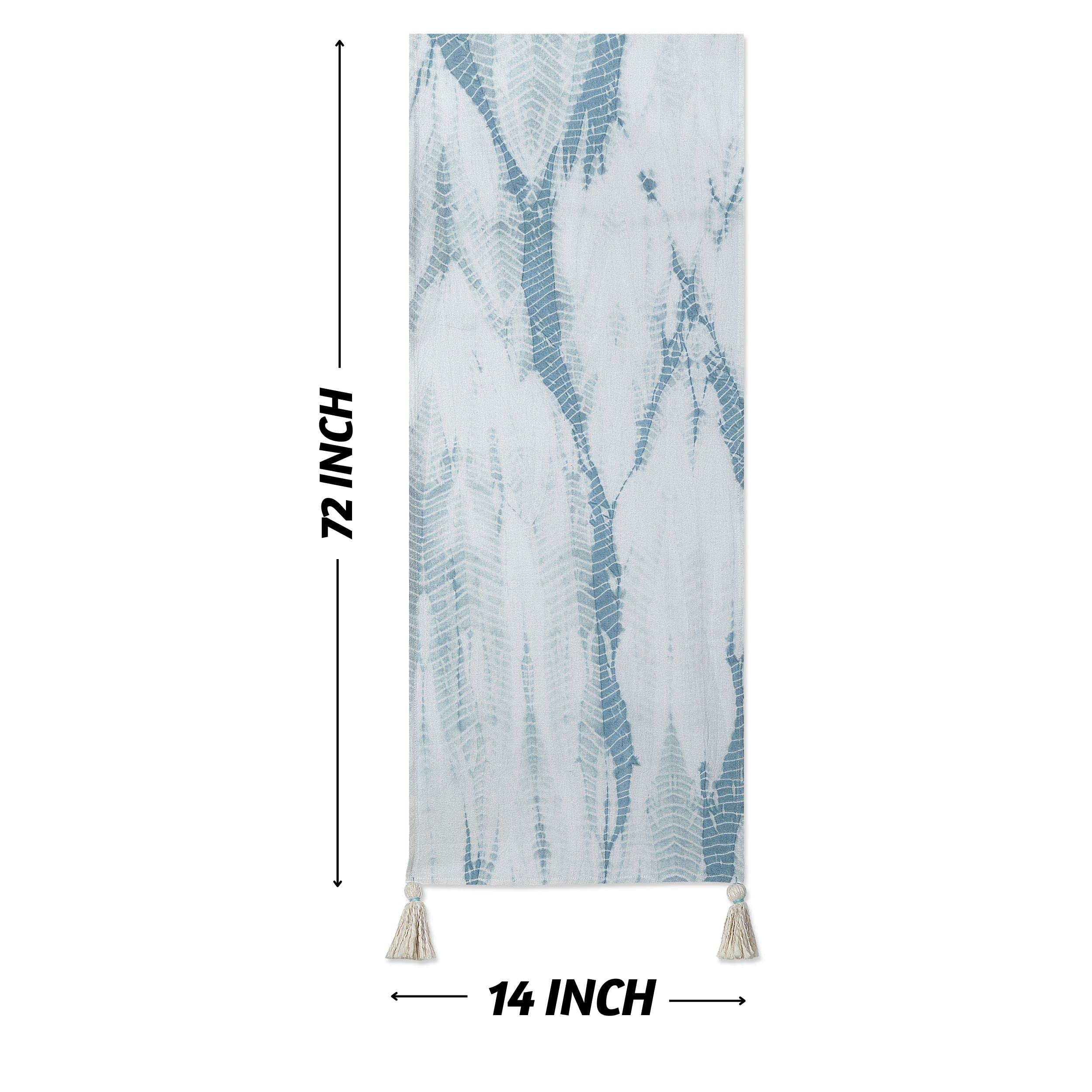 Folkulture Indie Tie-Dye Dusty Blue Table Runner 14" x 72"