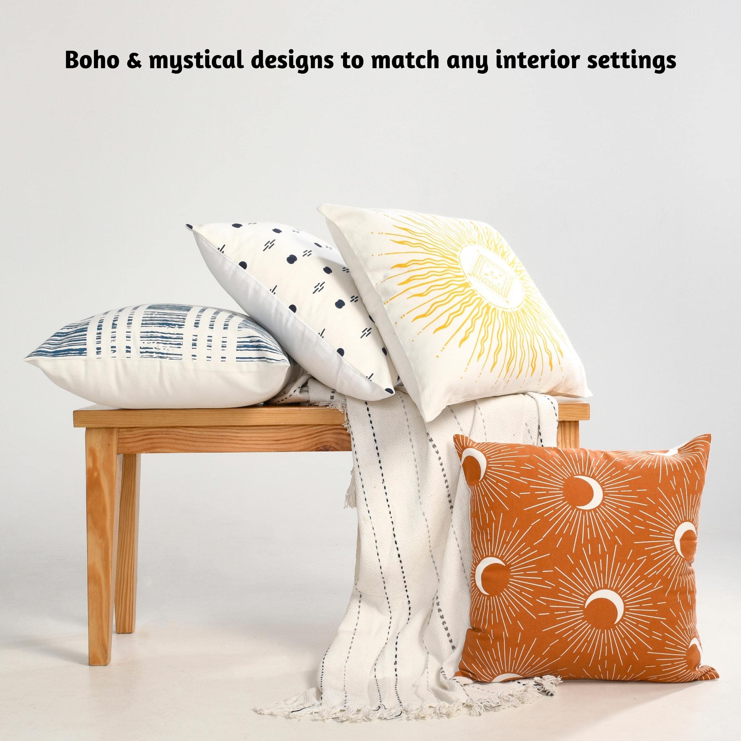 Folkulture Set of 4 Cushion Cover Celestial 18" x 18"