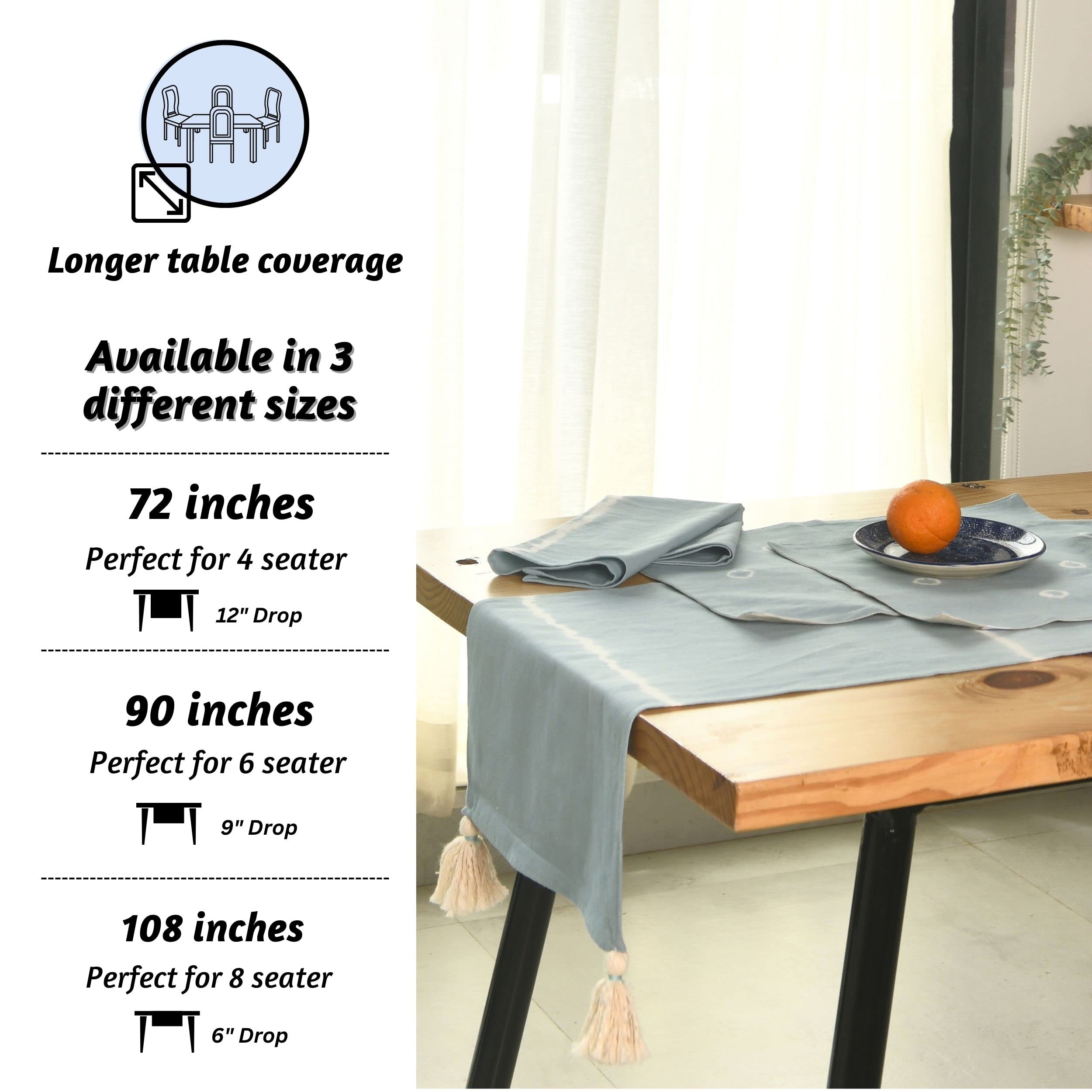 Folkulture Indie Stripe Dusty Blue Table Runner - 14" x 108"