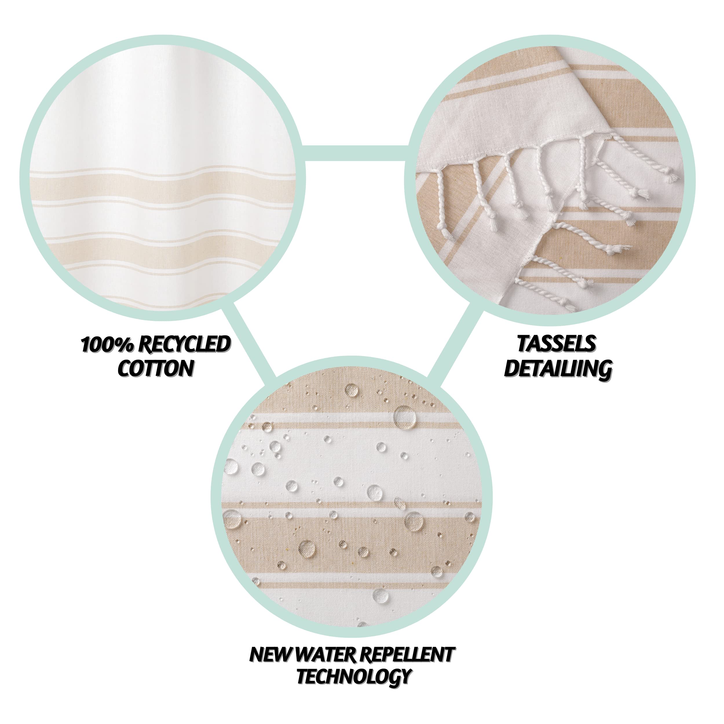 Folkulture 72" x 72" Shower Curtains - Cabana Stripe - Taupe