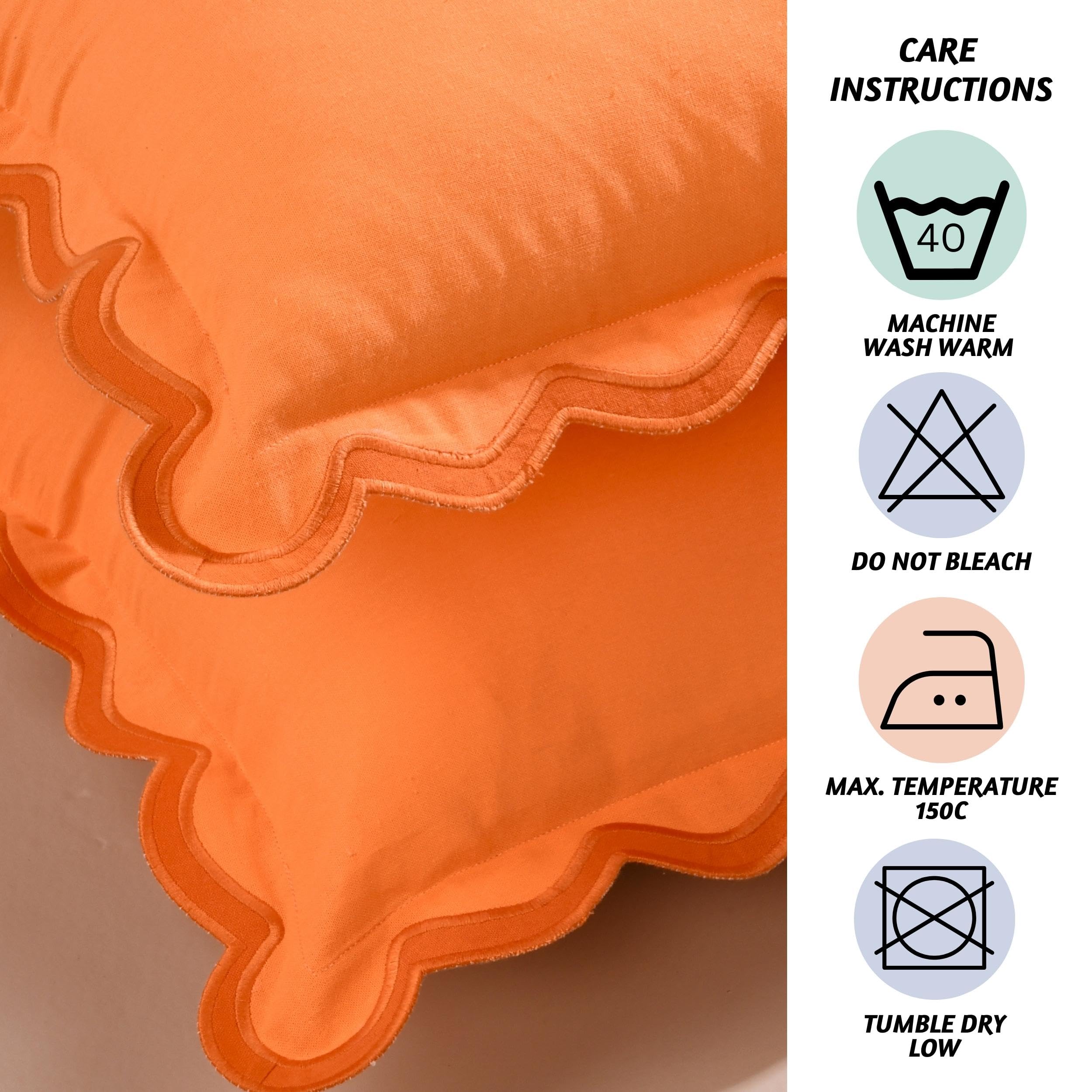 Folkulture 18 X 18" Set of 2 Cushion Cover Scallop Embroidery Oasis Clementine