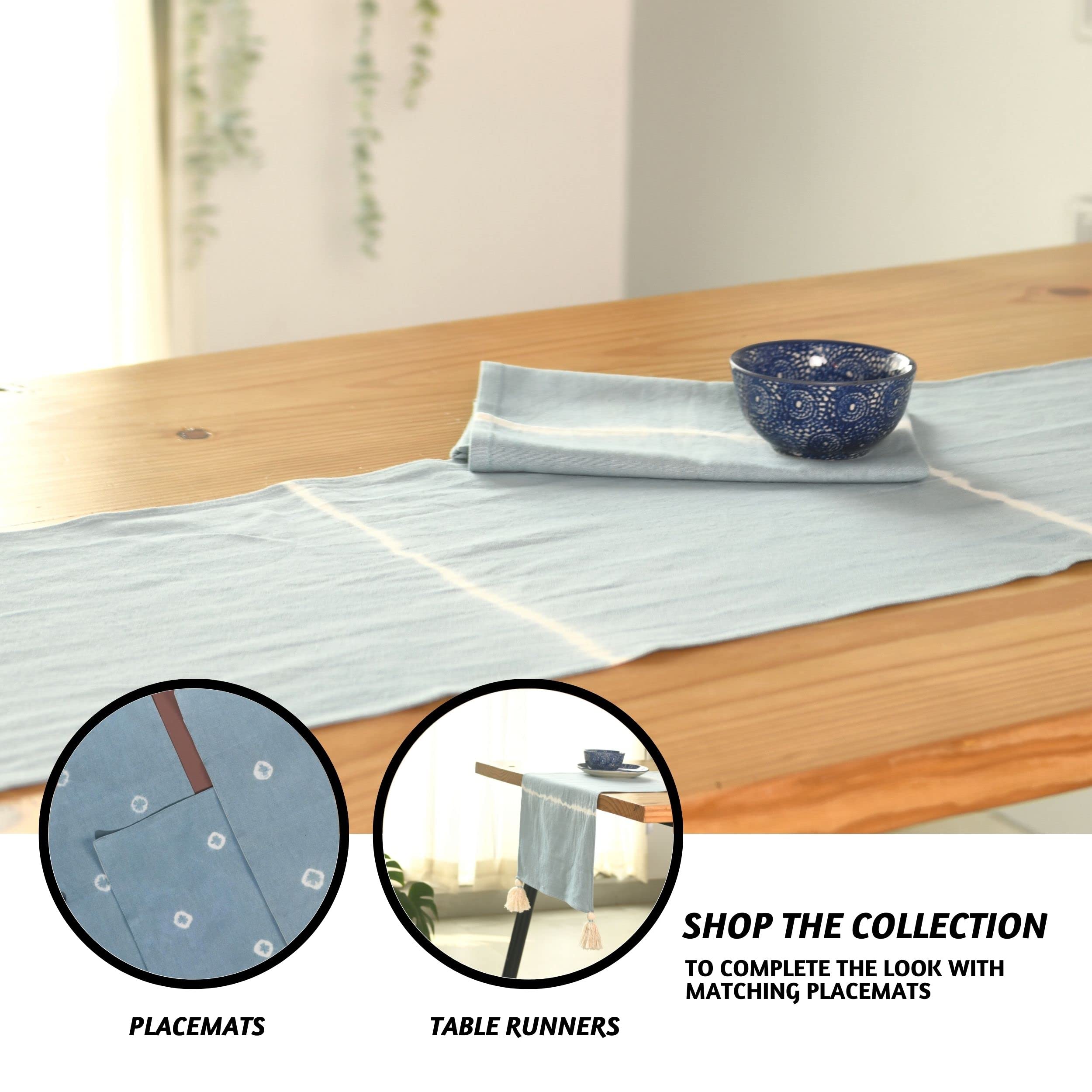 Folkulture Indie Stripe Dusty Blue Table Runner - 14" x 108"