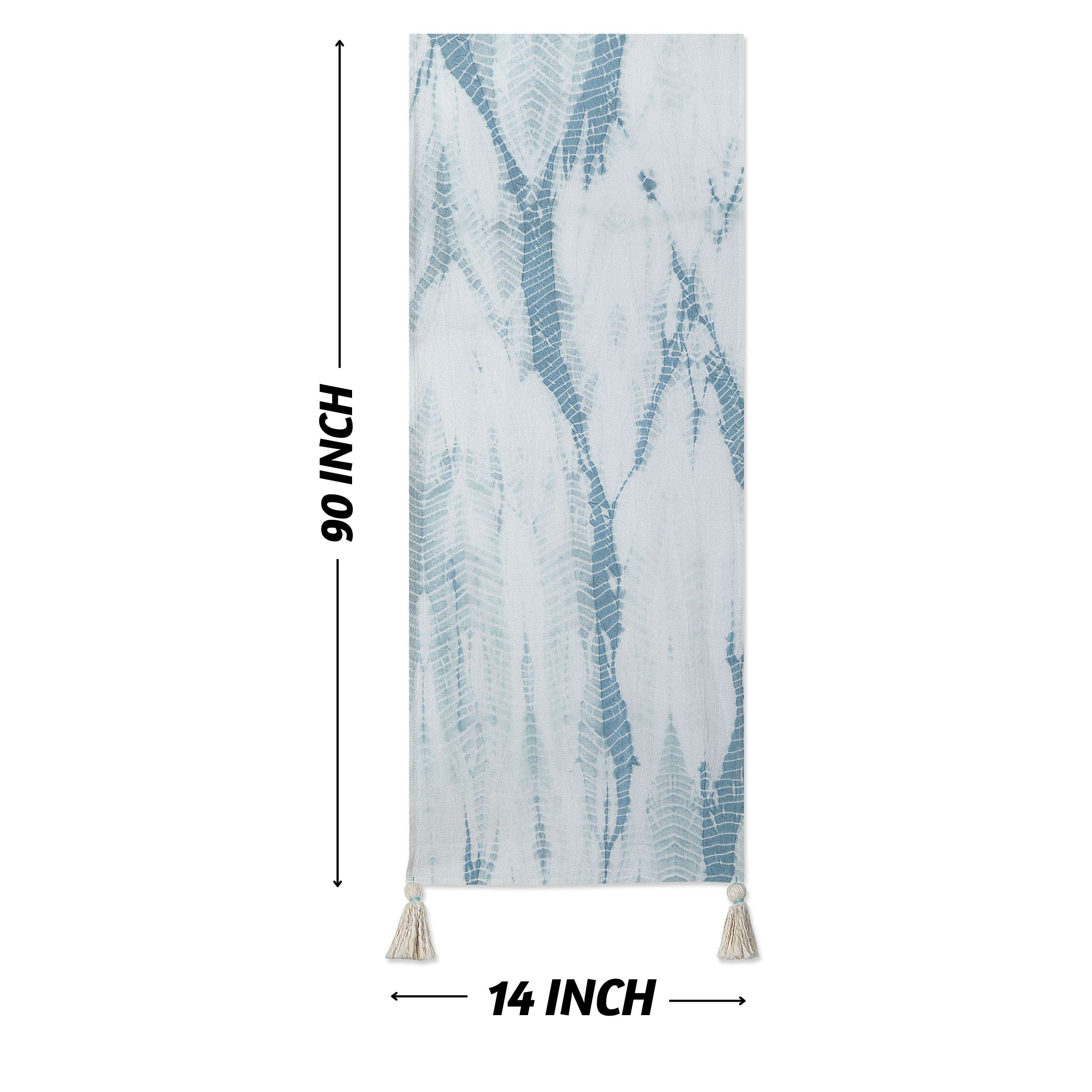 Folkulture Indie Tie-Dye Dusty Blue Table Runner 14" x 90"