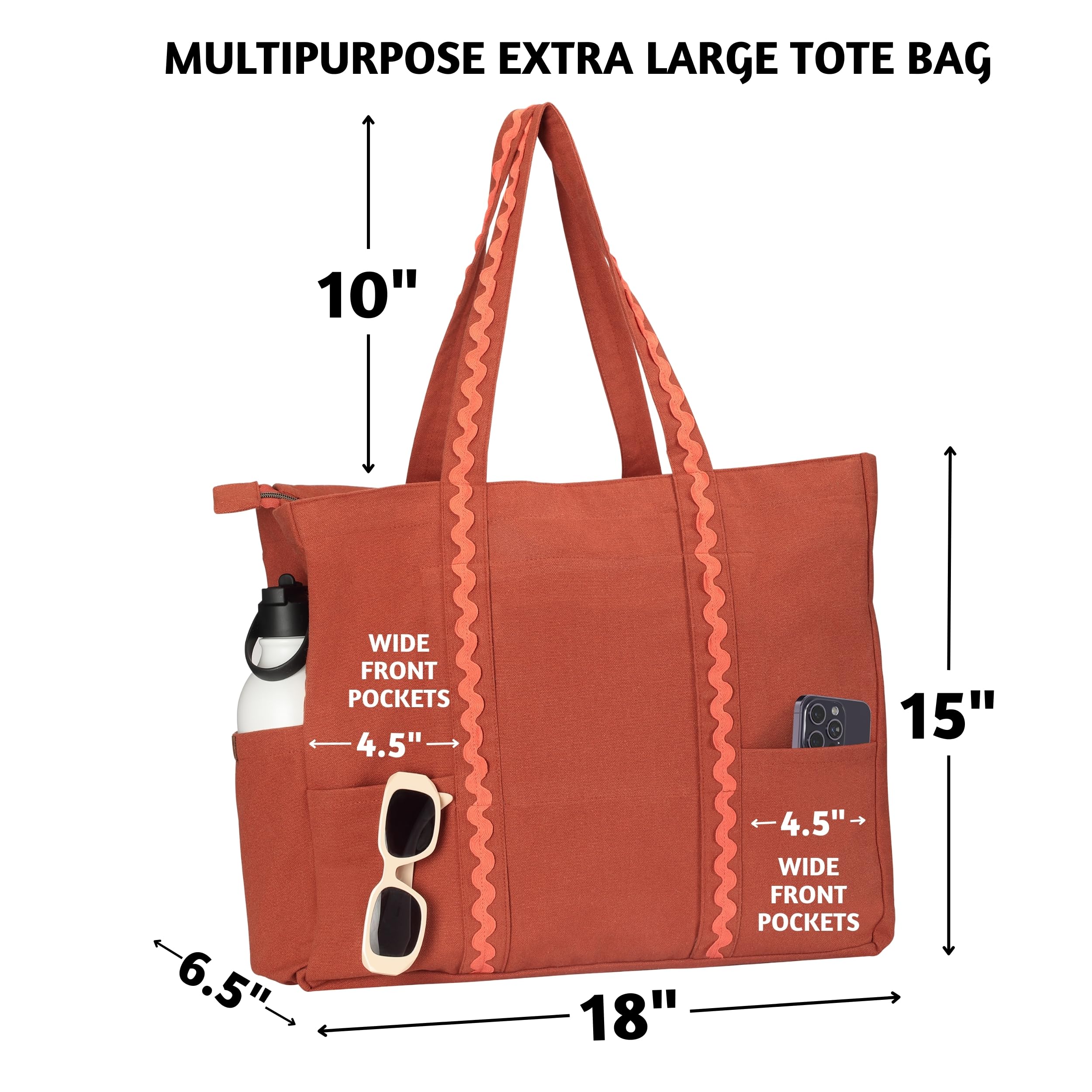 Folkulture The Carry-All Tote 100% Recycled Cotton - Royal Rust