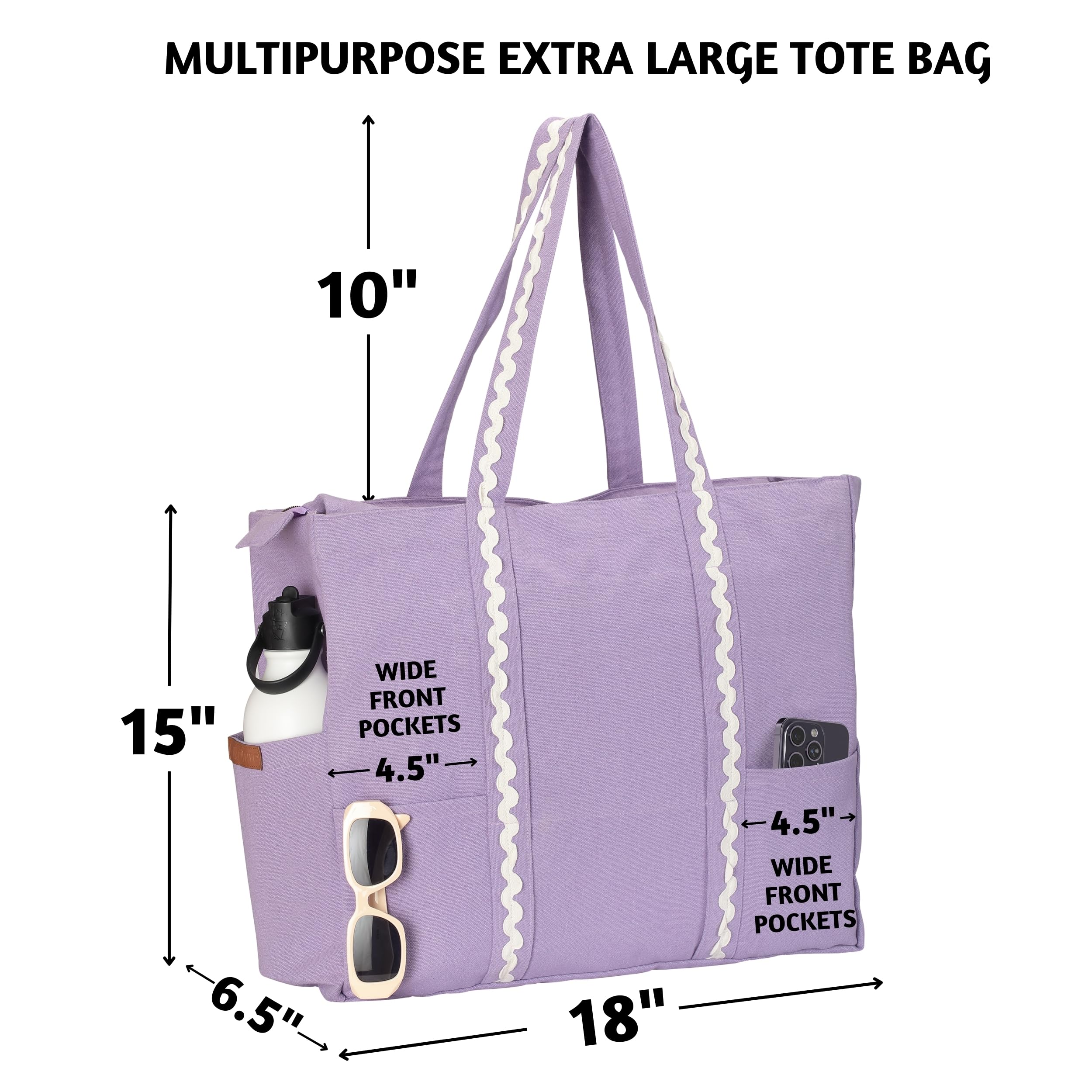 Folkulture The Carry-All Tote 100% Recycled Cotton - Lavender