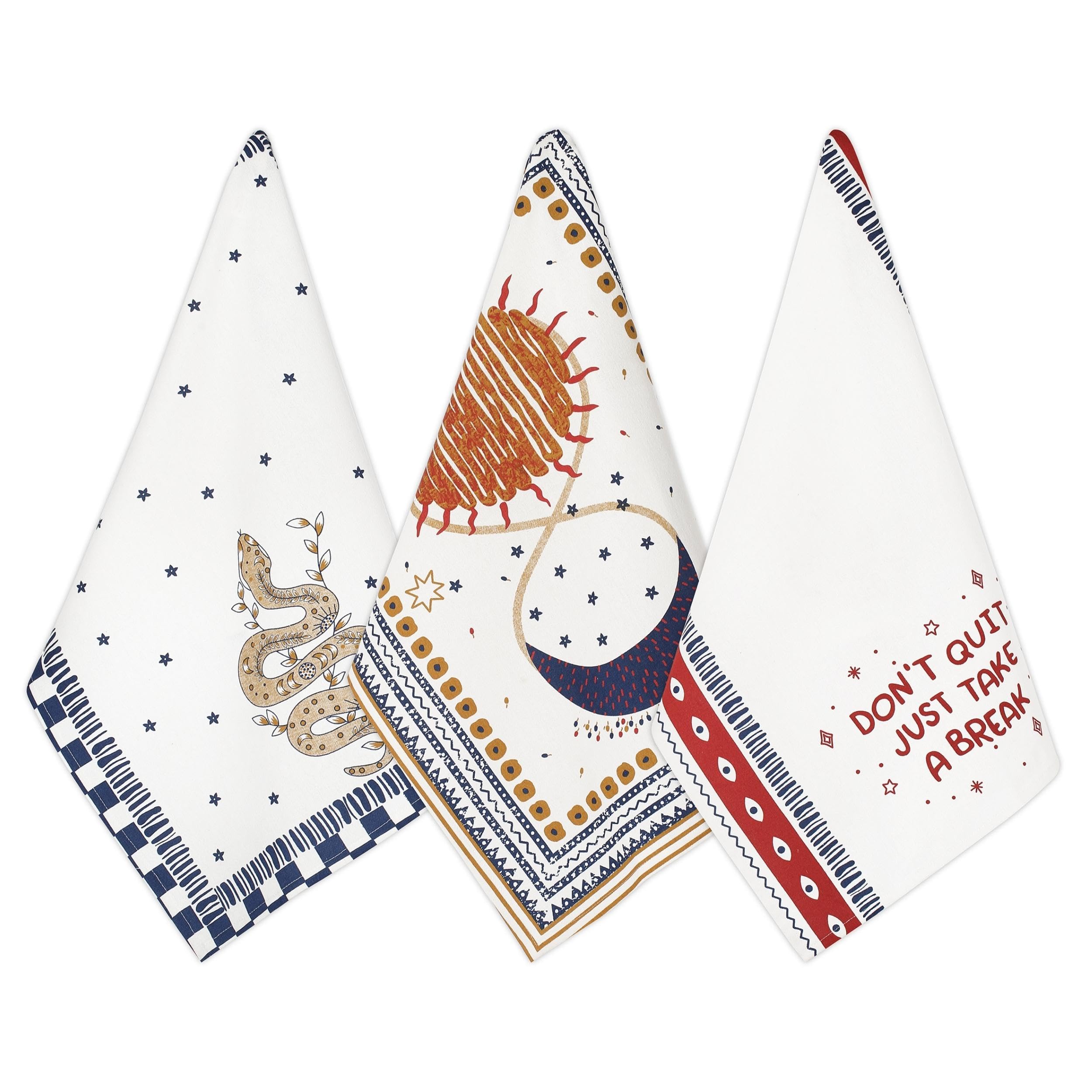 Folkulture 20" X 26" Set of 3 Kitchen Towel Cotton - Don't Quit