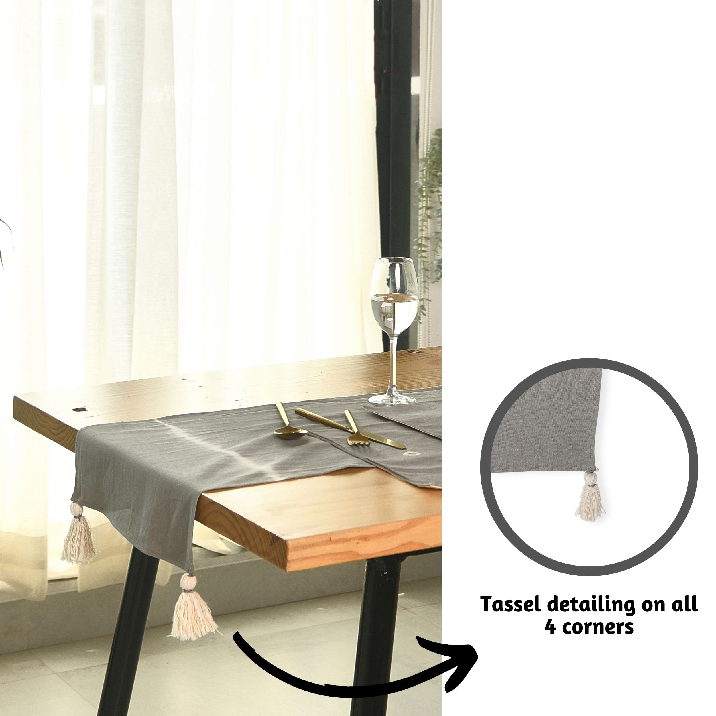 Folkulture Indie Stripe Ash Gray Table Runner - 14" x 72"