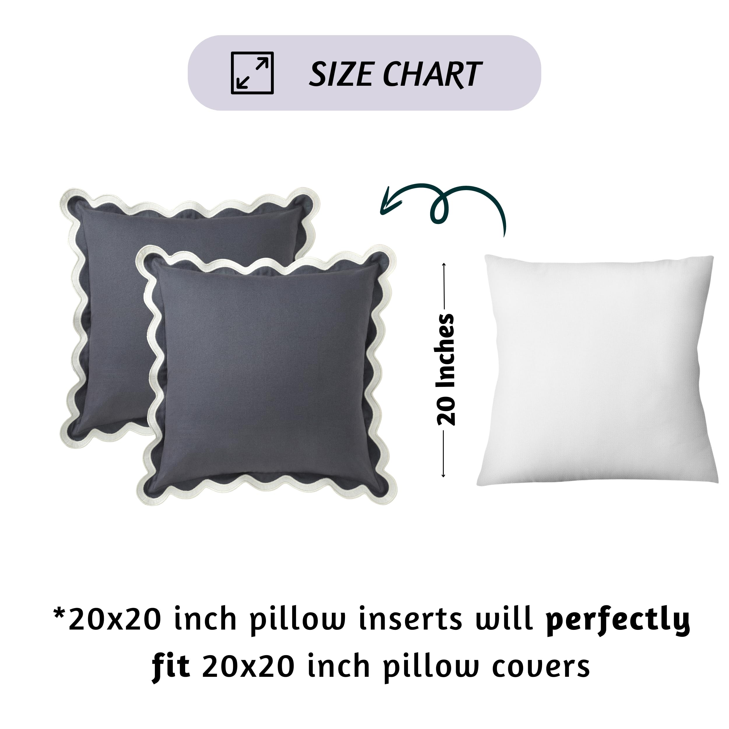 Folkulture 20" X 20" Set of 2 Cushion Cover Scallop Embroidery Oasis Slate Gray