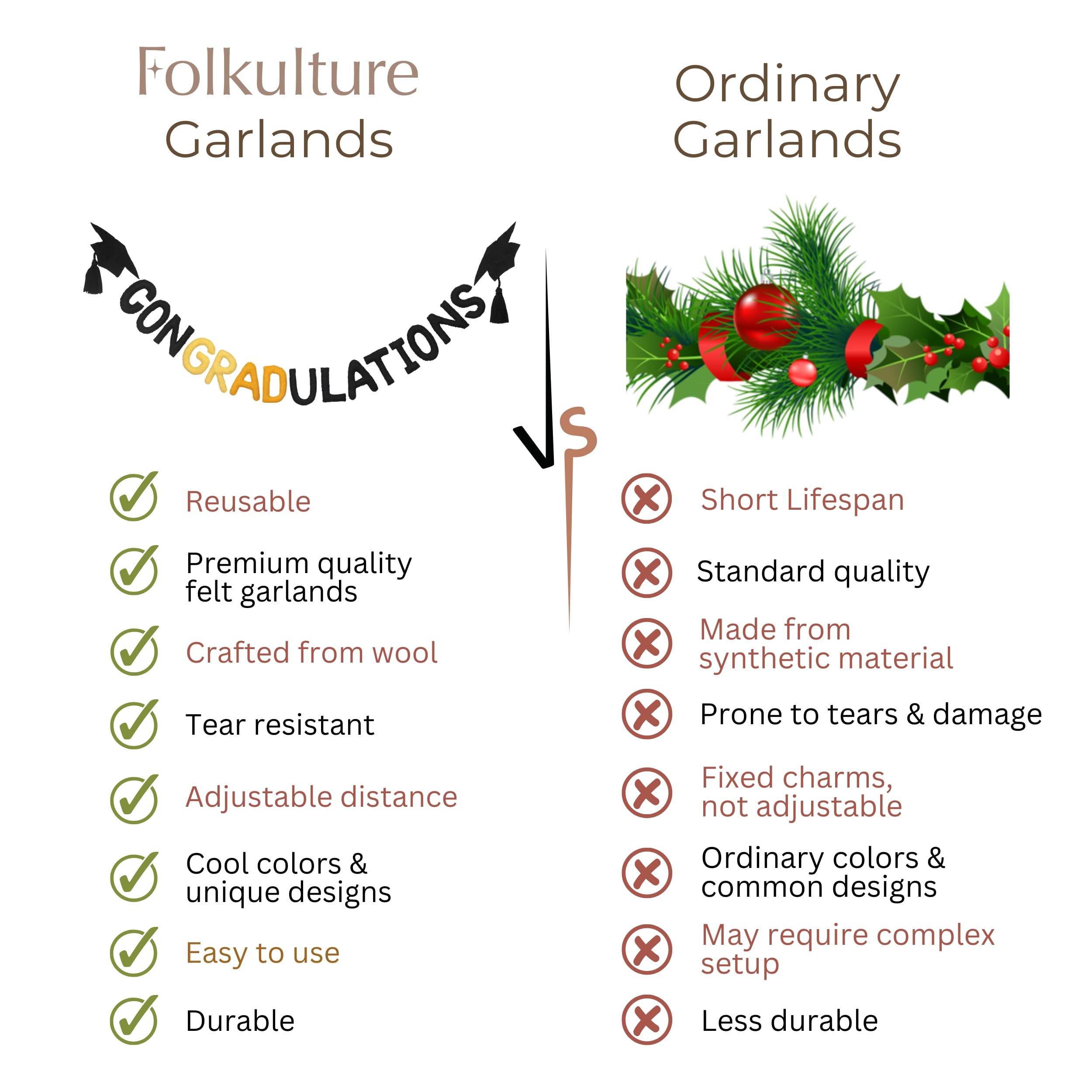Folkulture 72" Kids Felt Garlands - Congradulations
