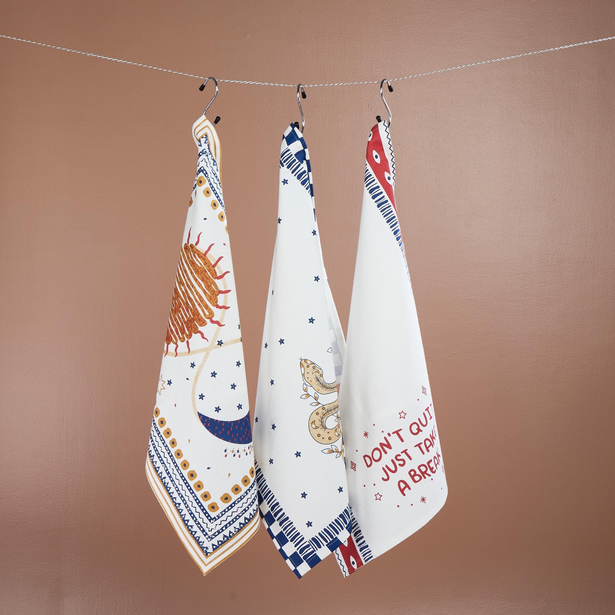 Folkulture 20" X 26" Set of 3 Kitchen Towel Cotton - Don't Quit