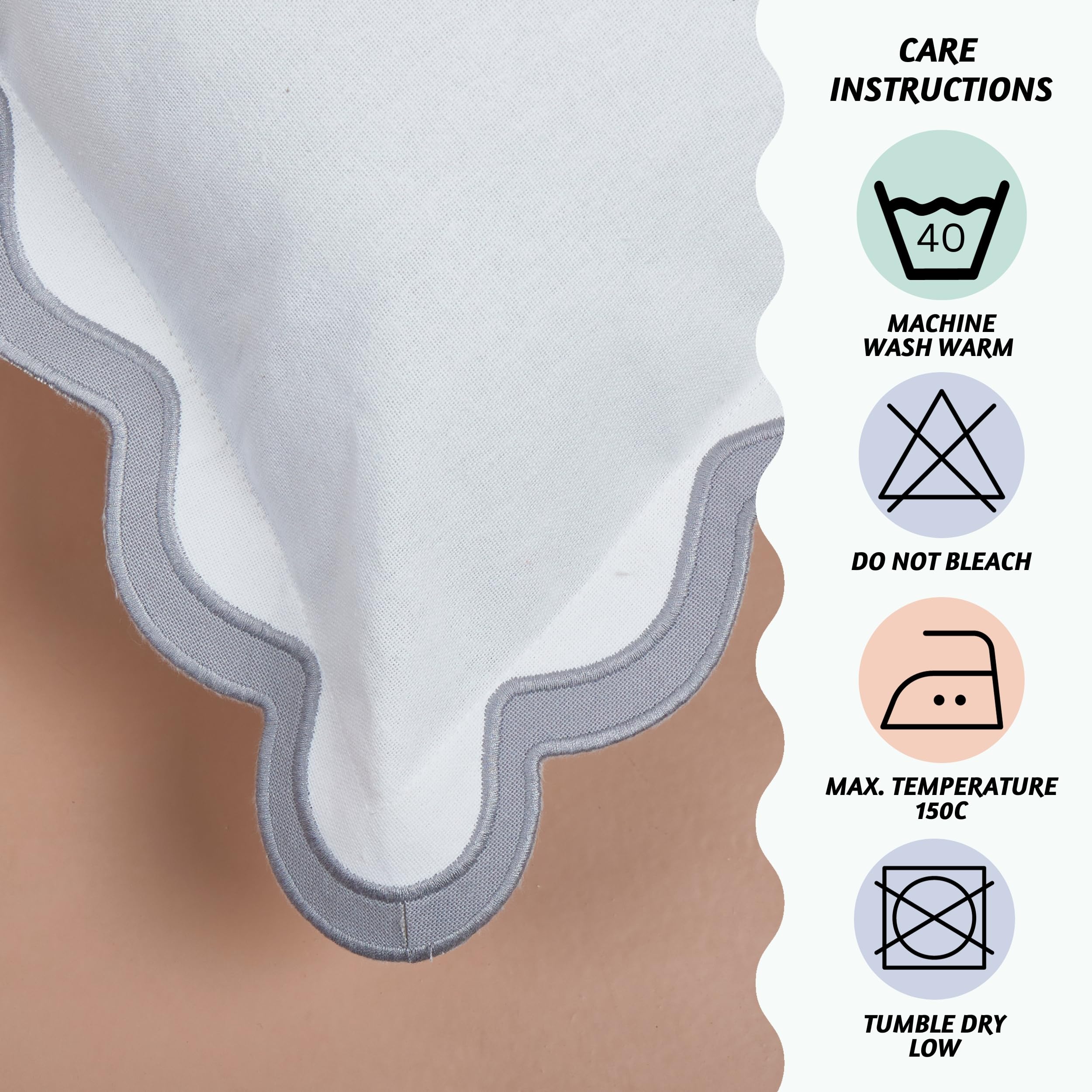 Folkulture 20 X 20" Set of 2 Cushion Cover Scallop Embroidery Oasis Mineral White