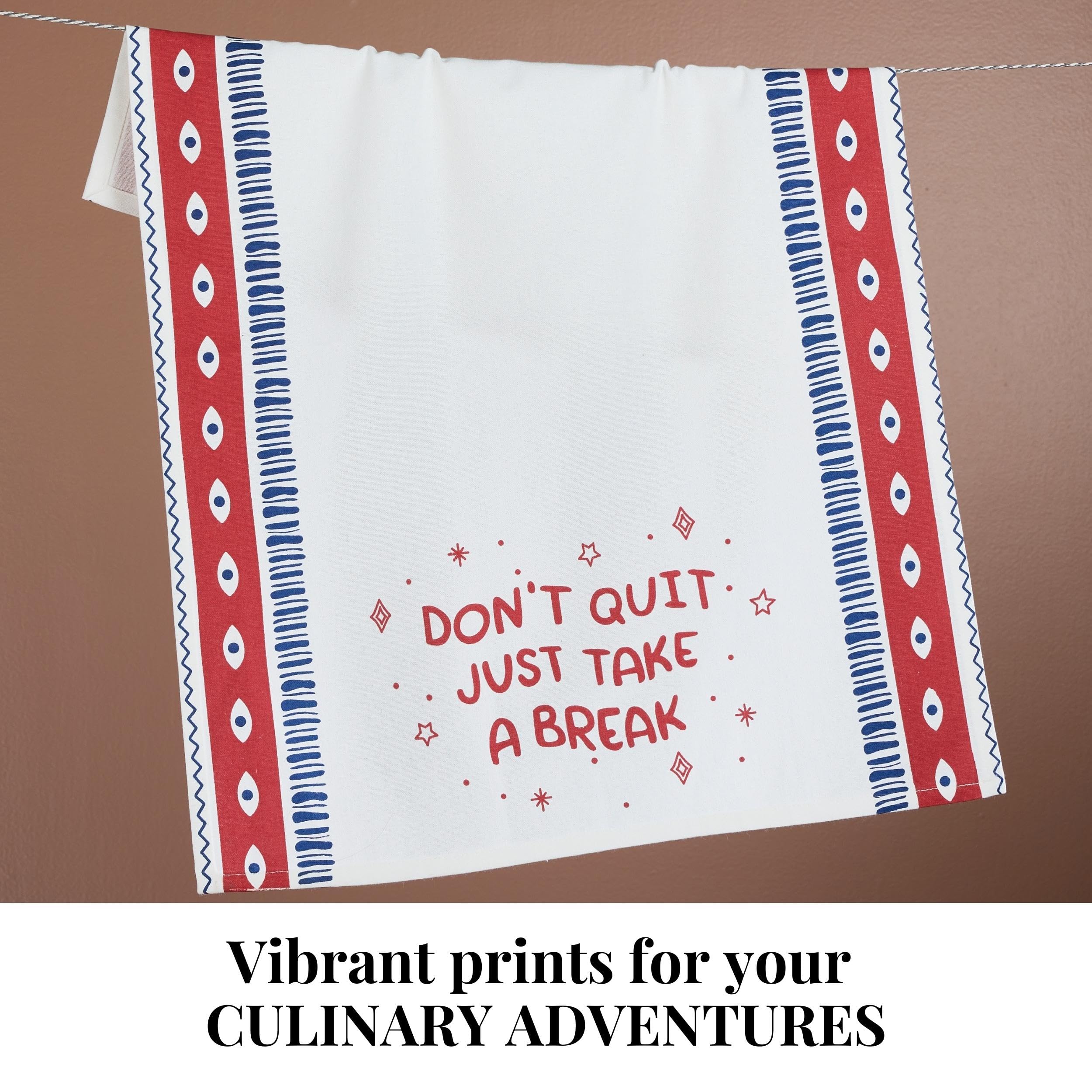 Folkulture 20" X 26" Set of 3 Kitchen Towel Cotton - Don't Quit