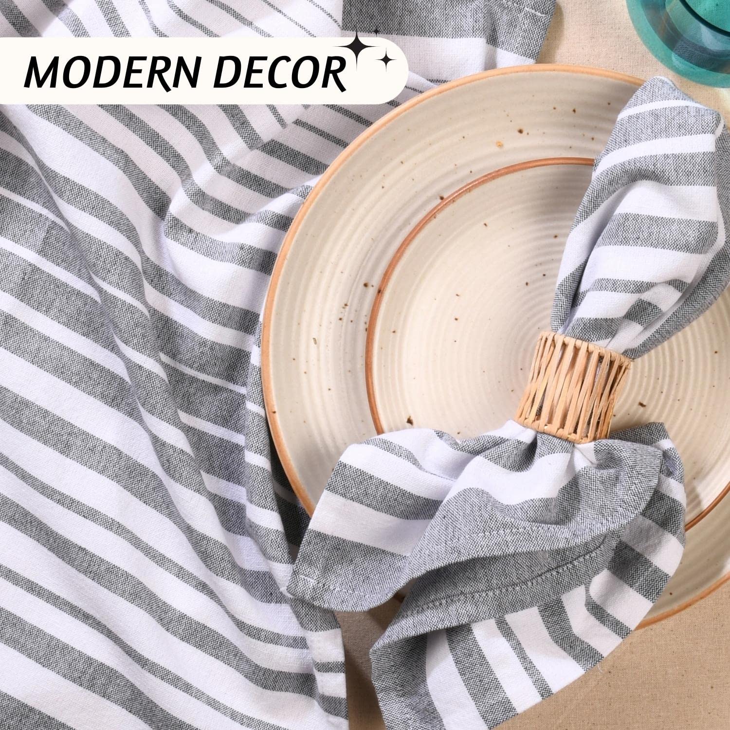 Folkulture Set of 12 Napkins Recycled Cotton Duke - Gray