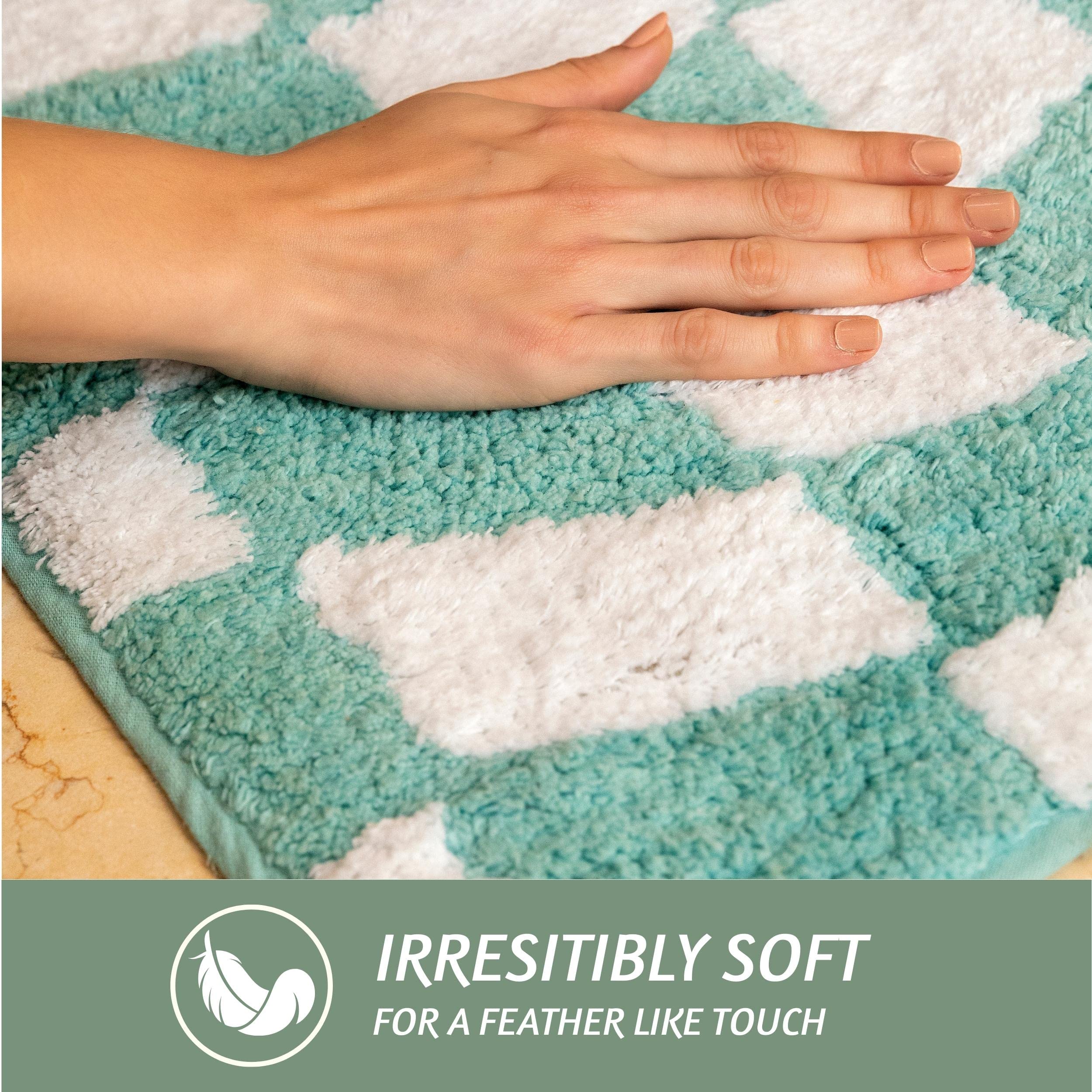 Folkulture 17 X 24" Bathrugs 100% Cotton Dancing Check - Aqua