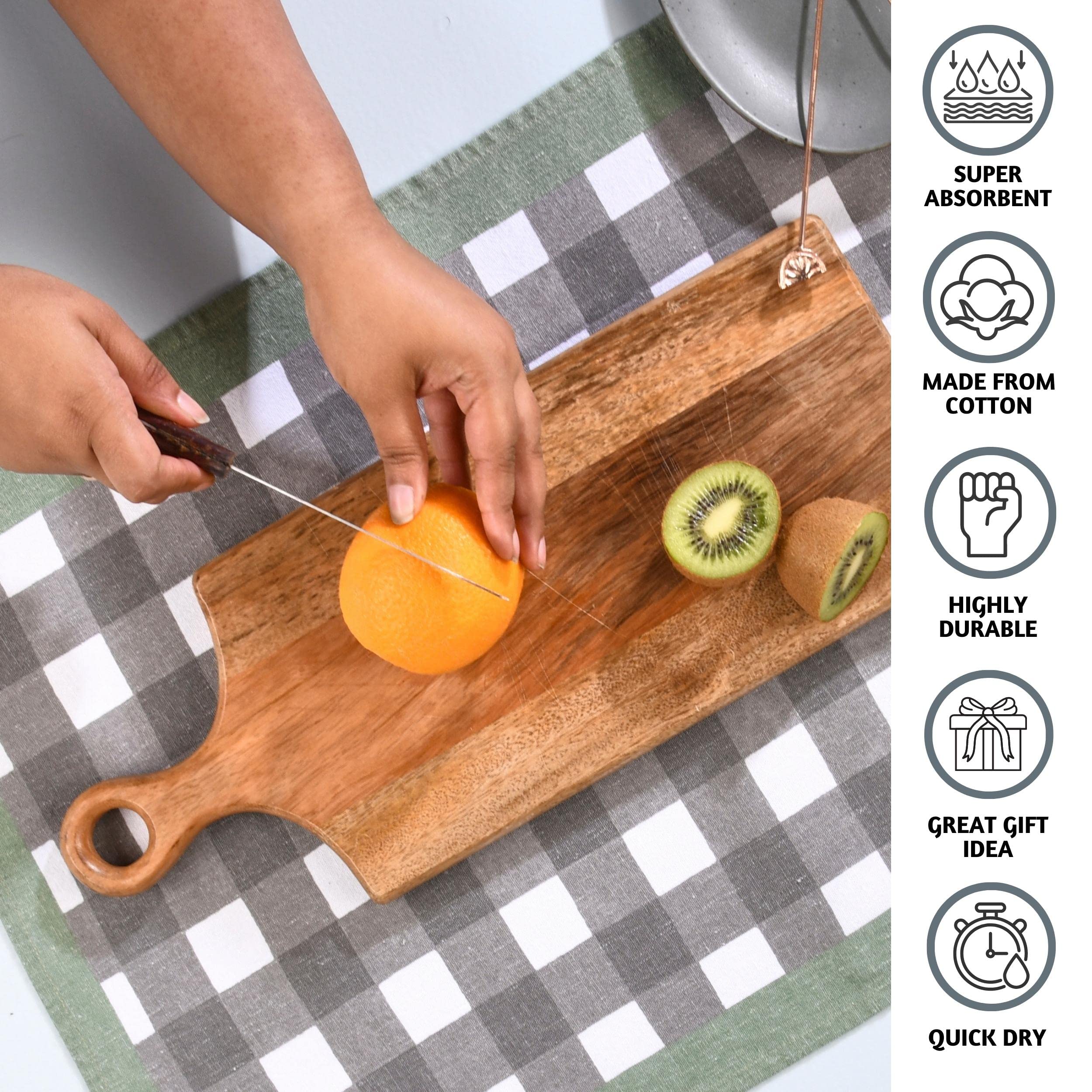 Folkulture Set of 6 - Kitchen Towel 100% Recycled Gingham Assorted