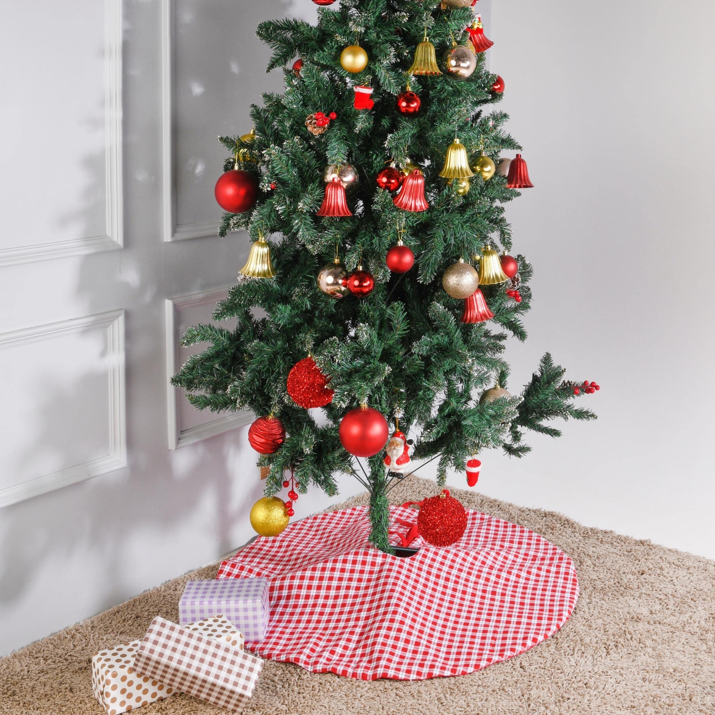 Folkulture 48" Round Red Checks Tree Skirt