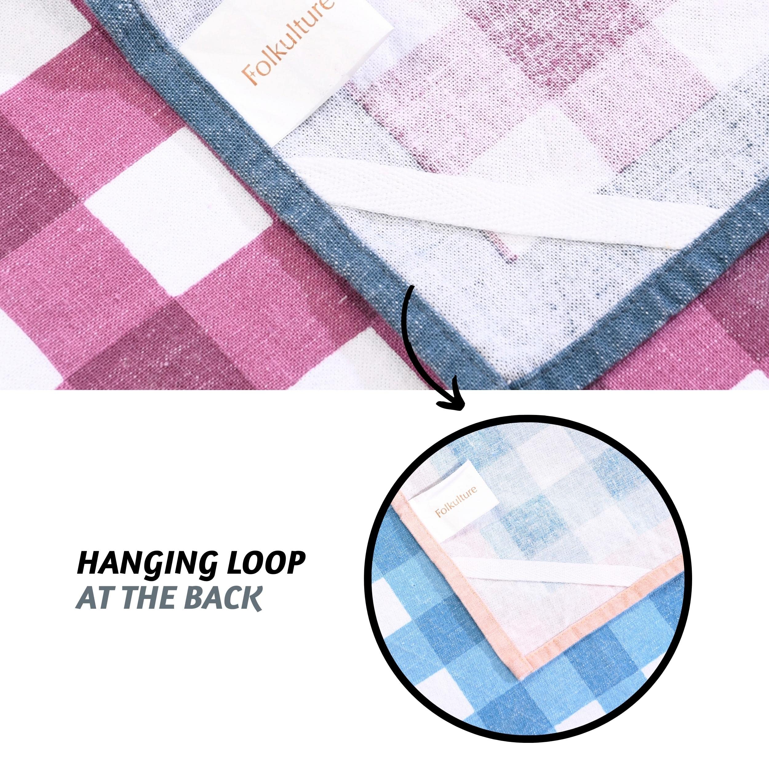 Folkulture Set of 6 - Kitchen Towel 100% Recycled Gingham Assorted