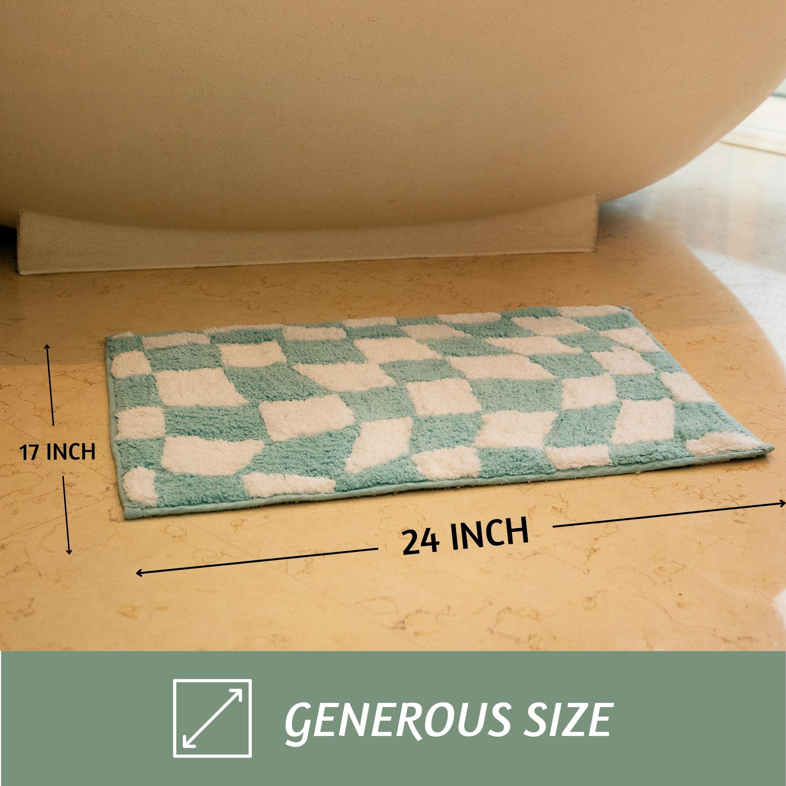 Folkulture 17 X 24" Bathrugs 100% Cotton Dancing Check - Aqua
