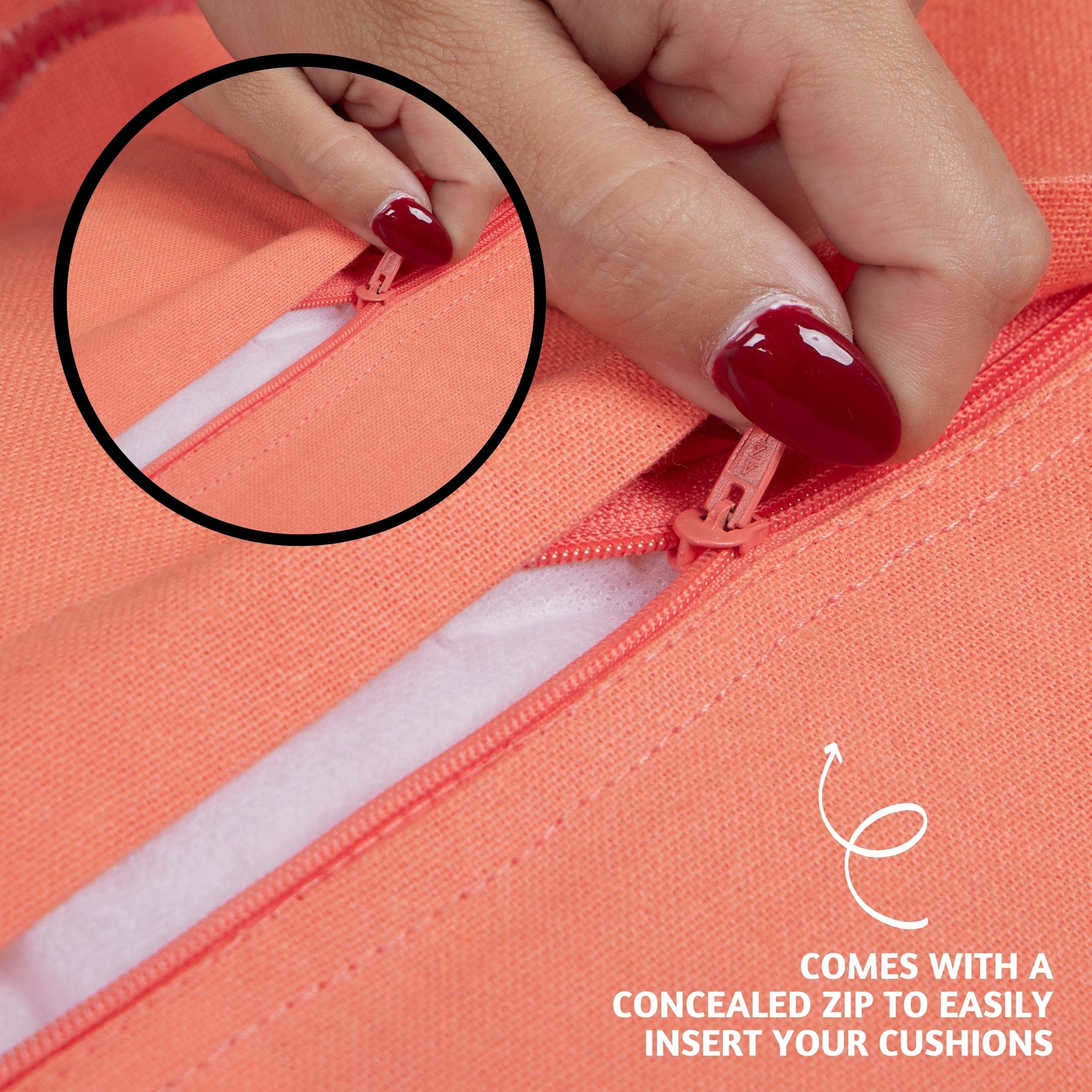 Folkulture 18 X 18" Set of 2 Cushion Cover Scallop Embroidery Oasis - Coral Red