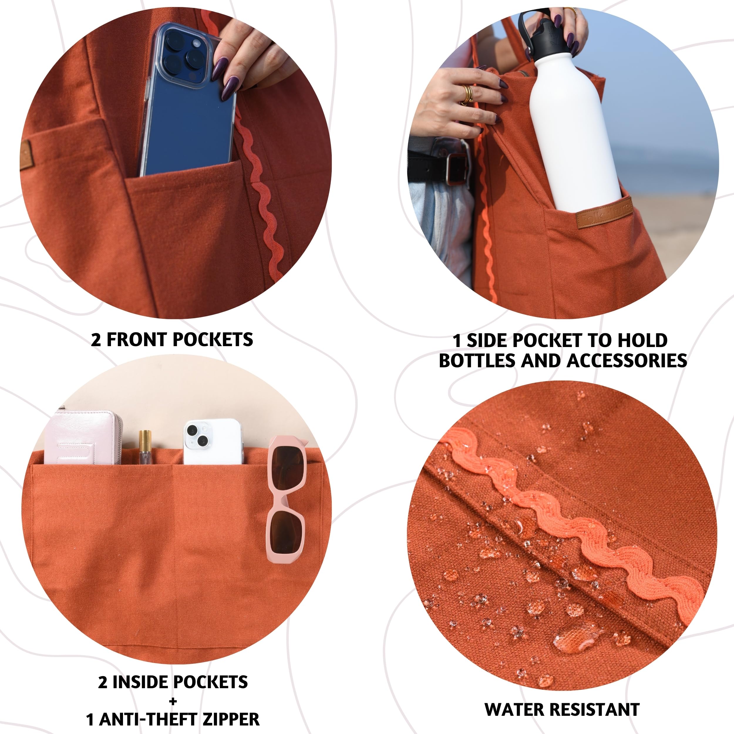 Folkulture The Carry-All Tote 100% Recycled Cotton - Royal Rust
