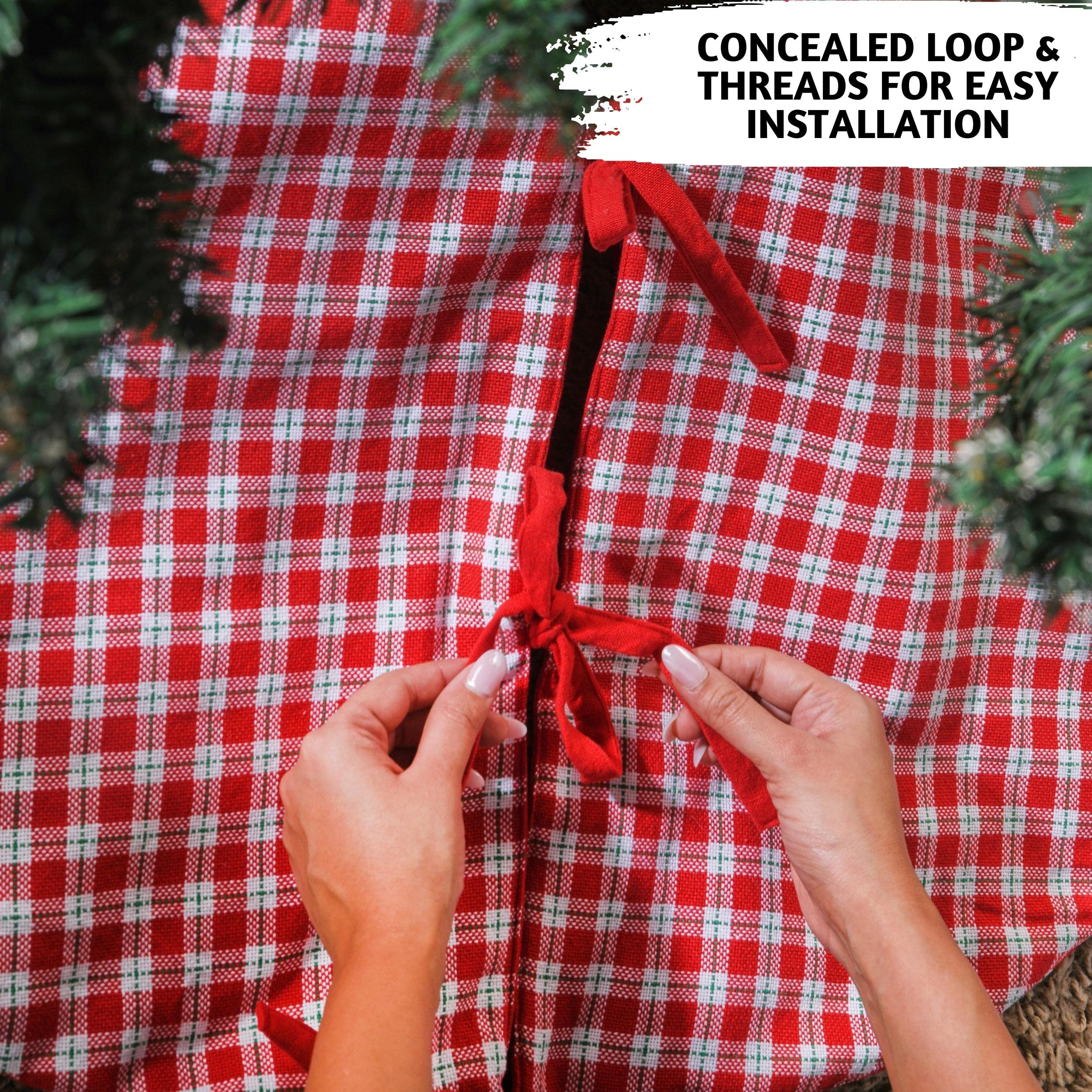 Folkulture 48" Round Red Checks Tree Skirt
