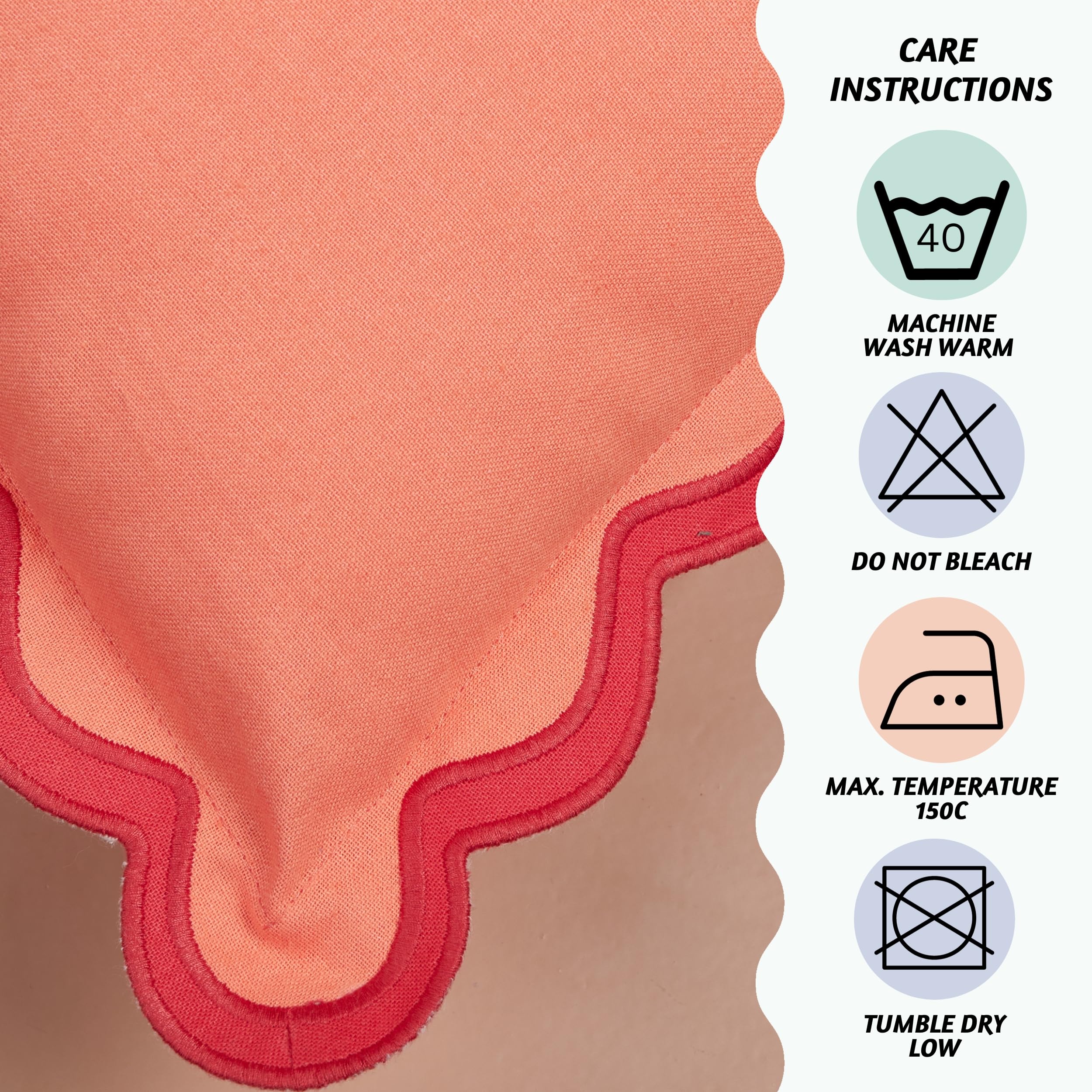 Folkulture 18 X 18" Set of 2 Cushion Cover Scallop Embroidery Oasis - Coral Red